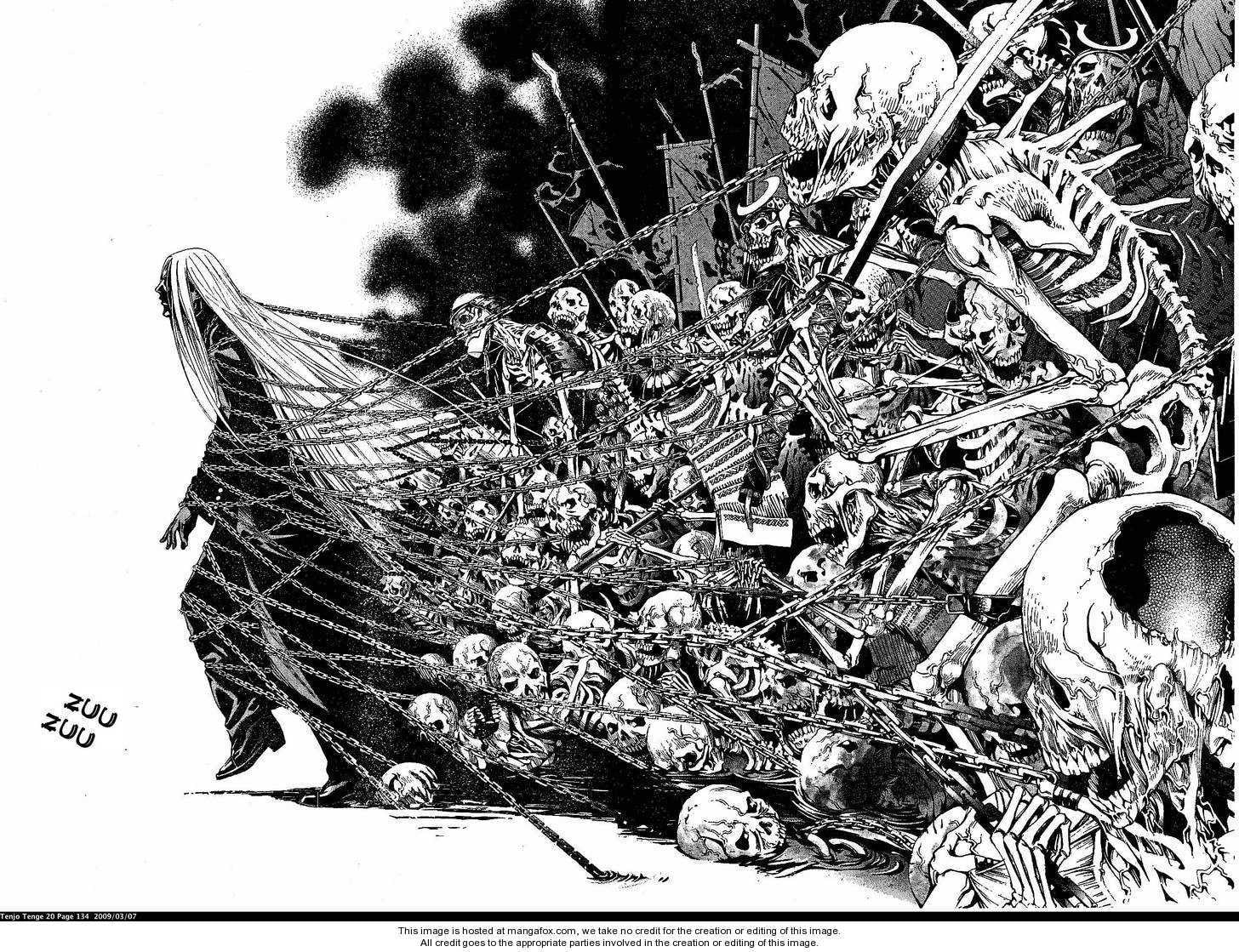 manga, tenge, grayscale, 720P, skeletons, chains, tenjou, HD Wallpaper