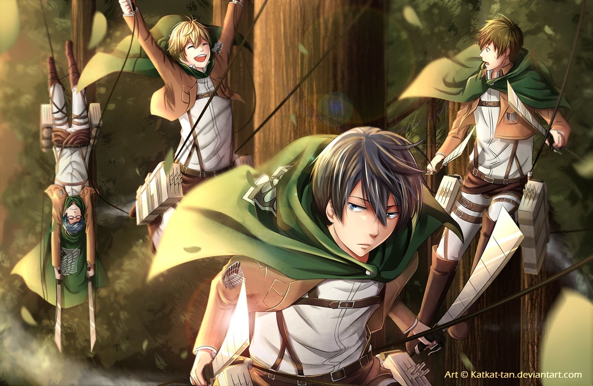 Nagisa Hazuki, Rei Ryūgazaki, Free!, Makoto Tachibana, Crossover, Anime, Haruka Nanase, Shingeki No Kyojin, 1080P, HD Wallpaper