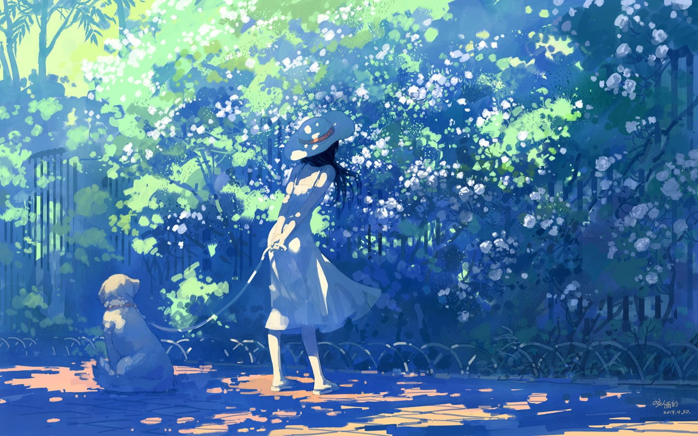 anime girls, summer, white dress, 720P, anime, HD Wallpaper