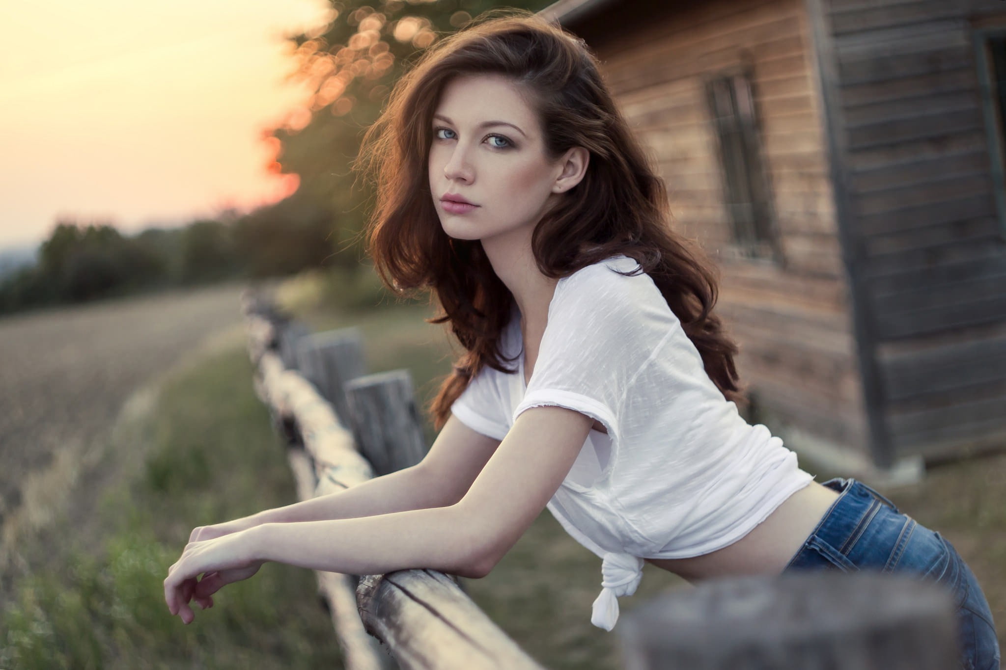 2048x1365, fence, nature, woman, 1080P, portrait, HD Wallpaper