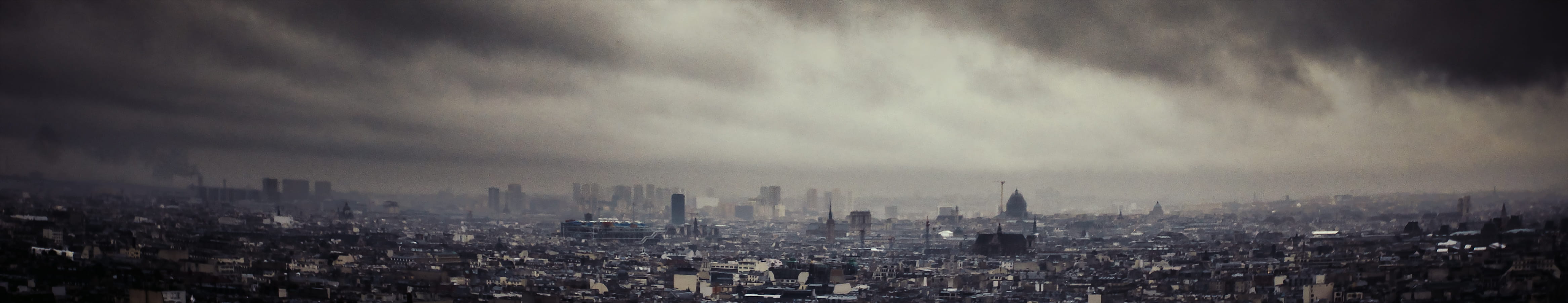 rain, building, nature, landscape, skyscraper, residential district, panaroma, building exterior, outdoors, sky, built structure, pollution, 4K, paris, HD Wallpaper