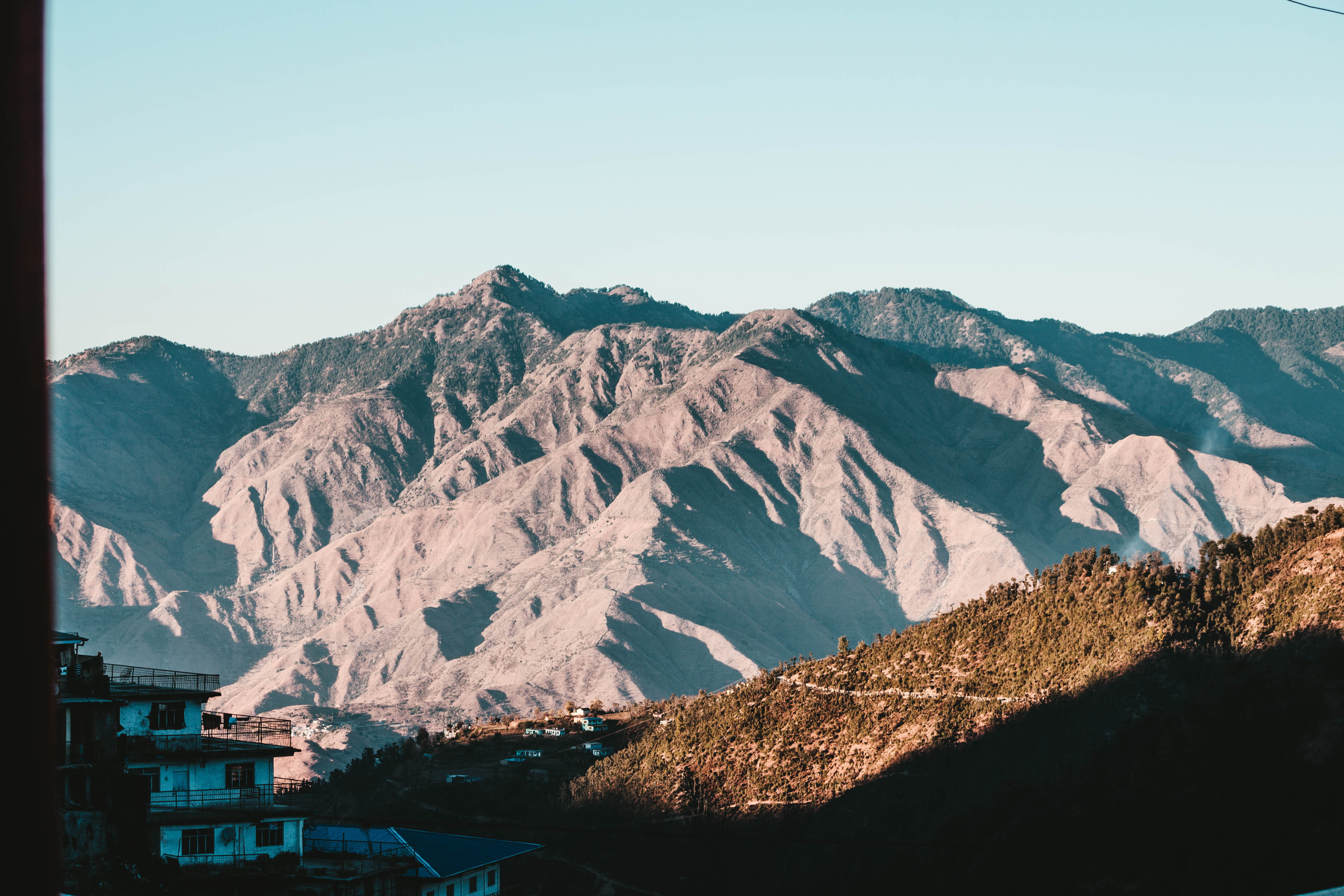 mountain range, mountains, landscape, snowcapped mountain, formation, clear sky, mountain, 5K, cold temperature, environment, trek, day, outdoors, tranquil scene, HD Wallpaper