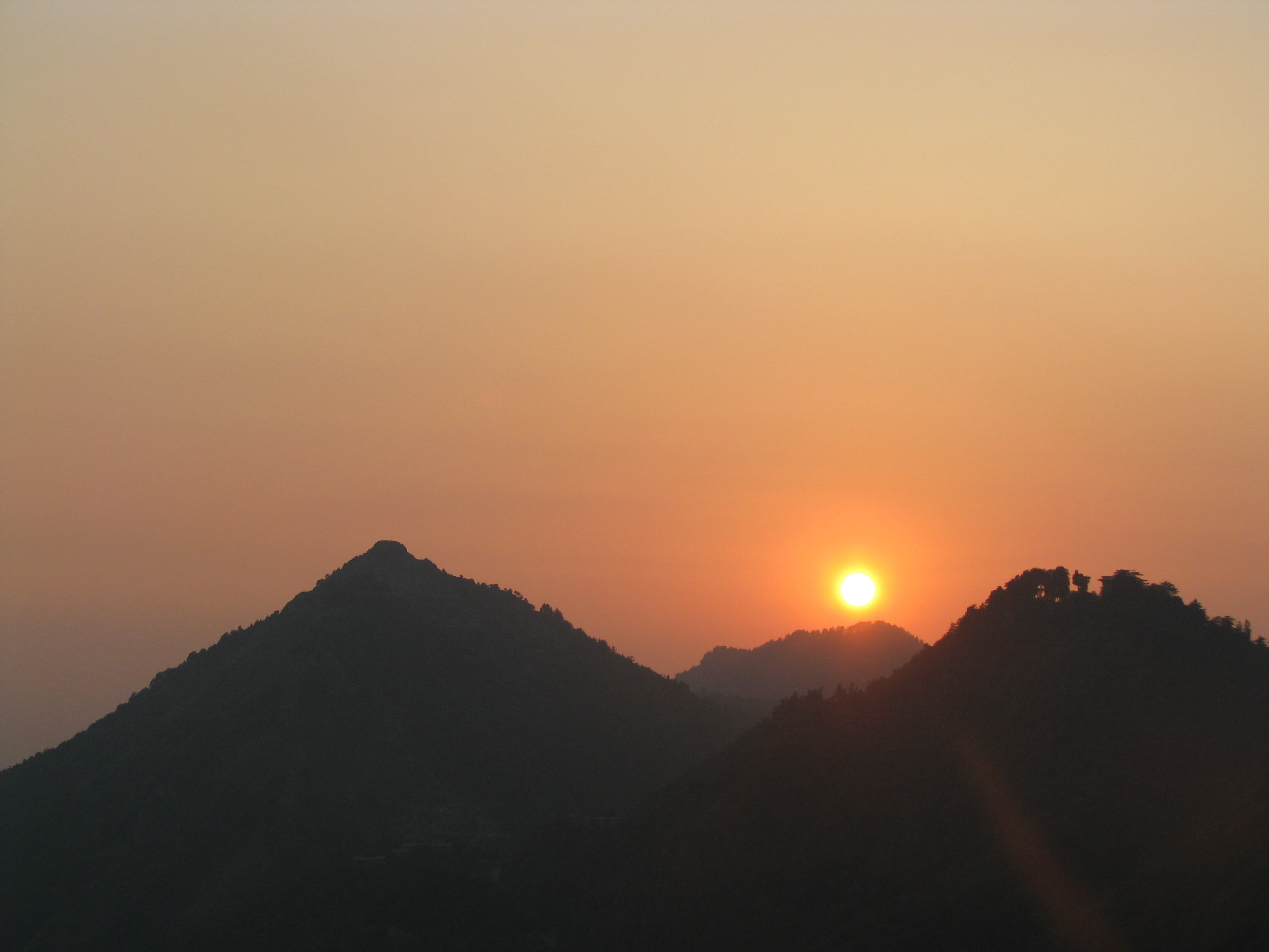 no people, landscape, sun, scenics - nature, sunlight, hill, mountain, tranquil scene, environment, silhouette, majestic, mountains, idyllic, sunrise - Dawn, HD Wallpaper