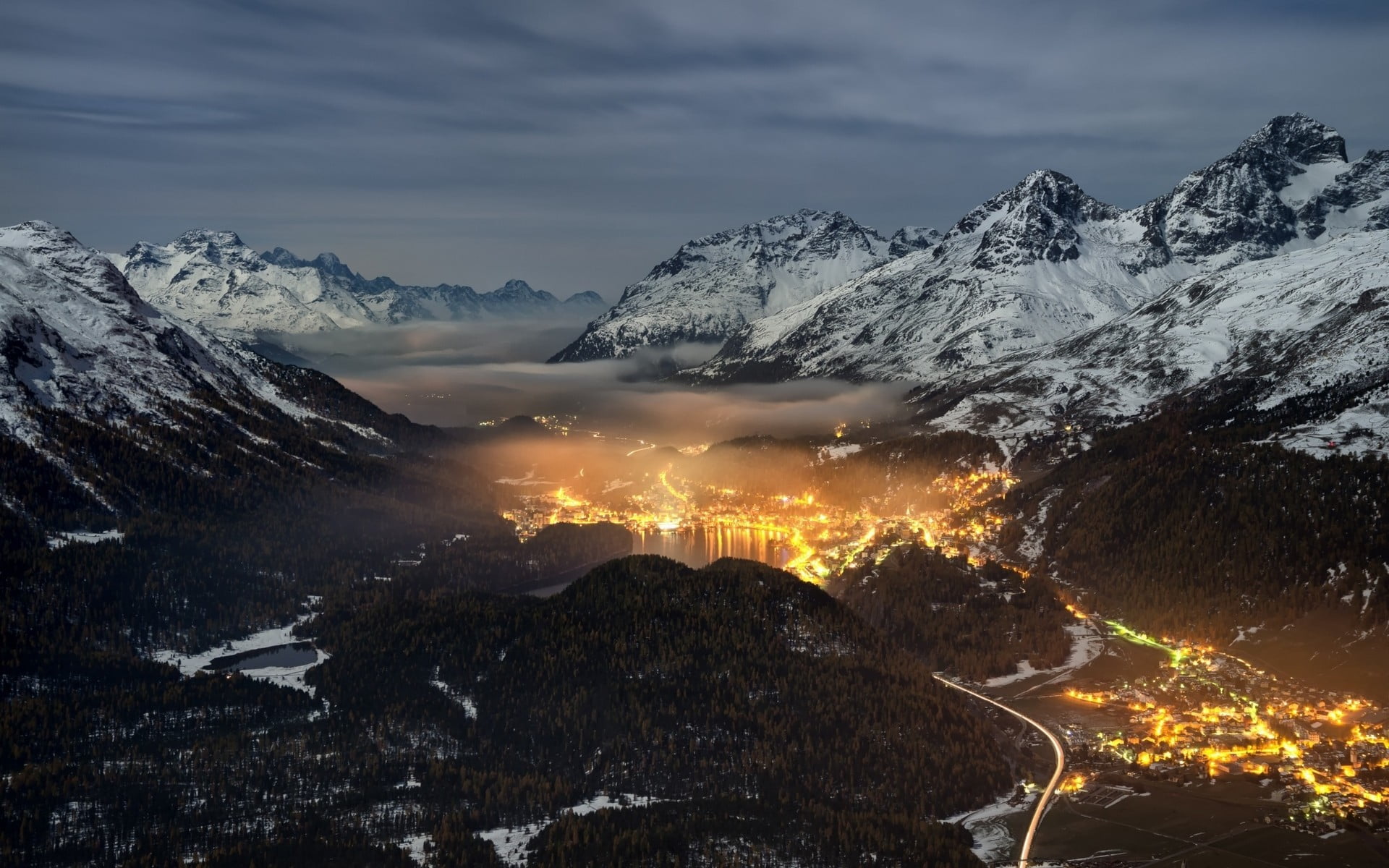 winter, cloud - sky, mist, valley, mountain peak, Switzerland, mountain range, scenics - nature, non-urban scene, tranquil scene, formation, mountains, HD Wallpaper