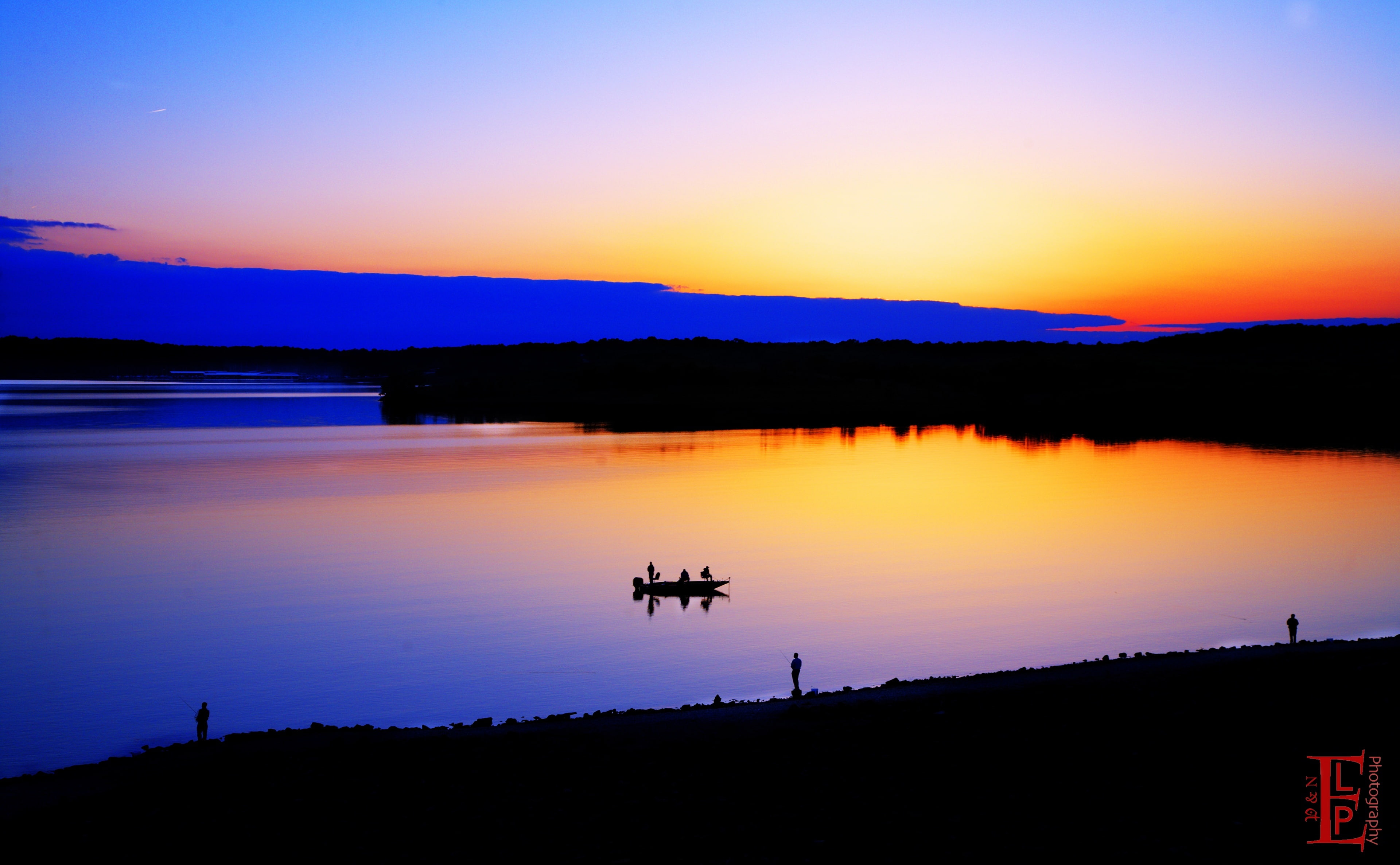 United States, dusk, twilight, Kansas, tranquil scene, landscape, outdoors, Clinton Lake, scenics - nature, dramatic sky, Travel, tranquility, Fishing, HD Wallpaper
