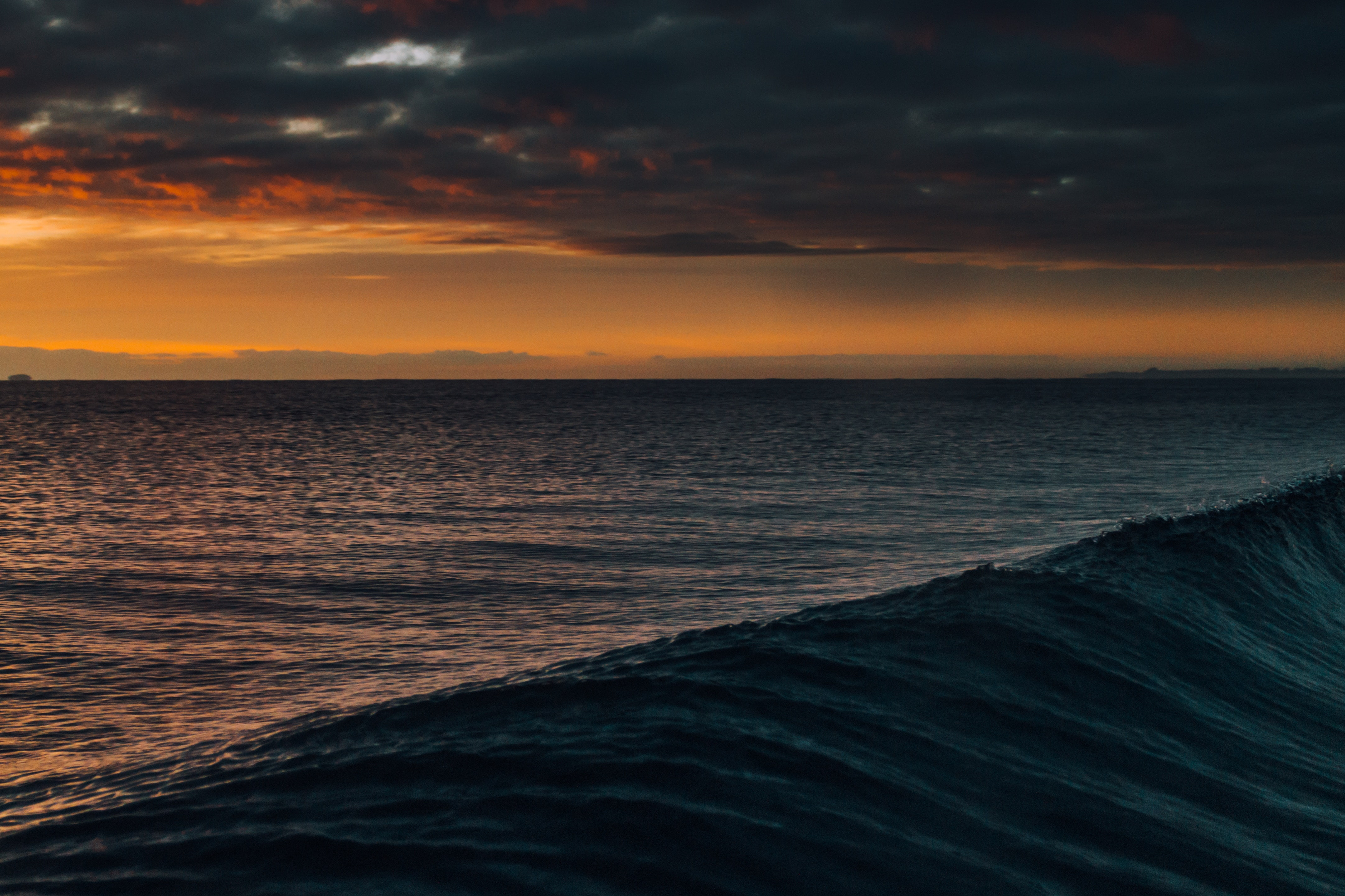 orange, waves, hd, 4k, 4K, cloudscape, nature, dark, HD Wallpaper