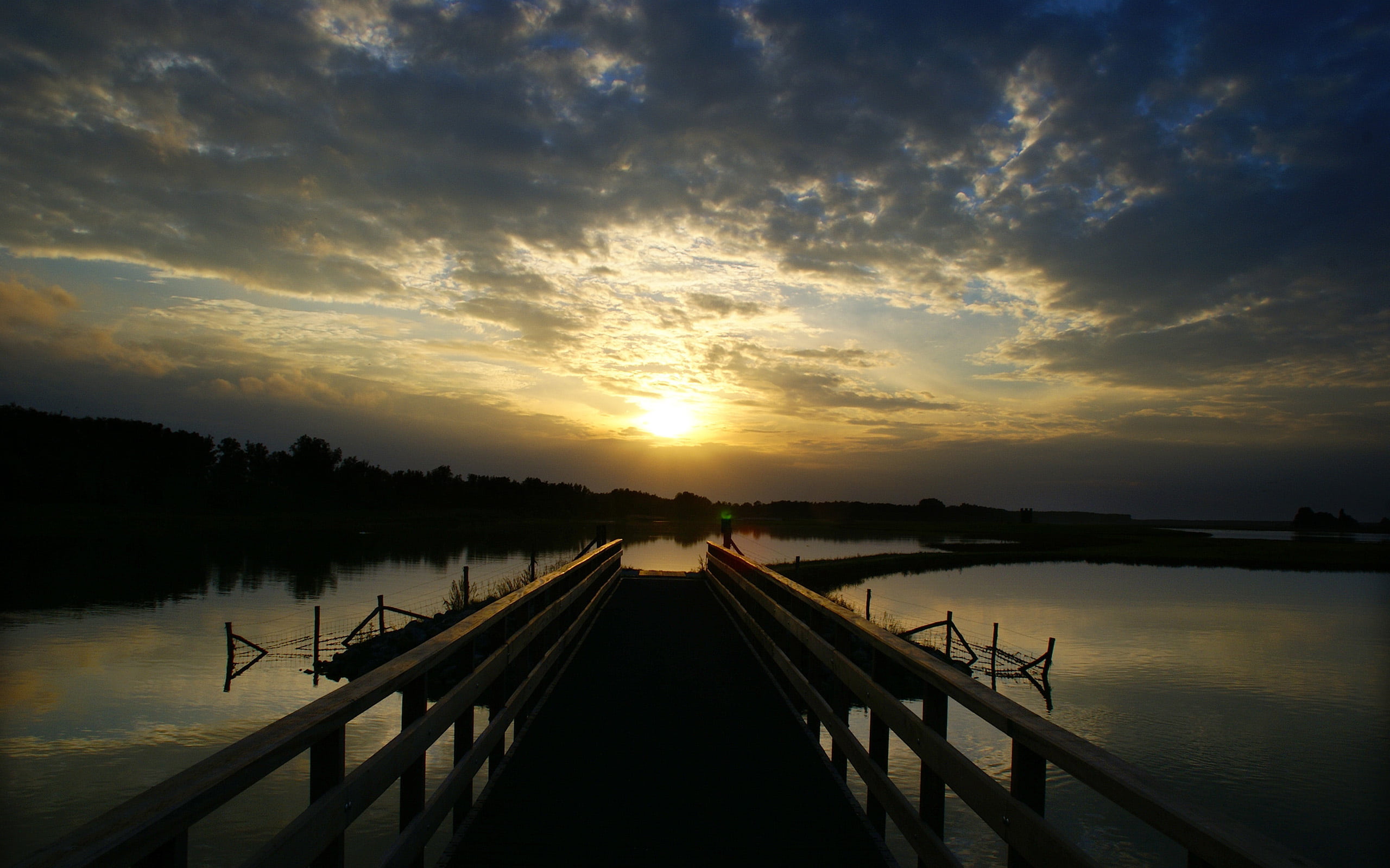 dusk, tranquility, seascape, pier, clouds, reflection, outdoors, lake, idyllic, jetty, human arm, 2K, dawn, silhouette, travel, sky, river, evening, water, HD Wallpaper