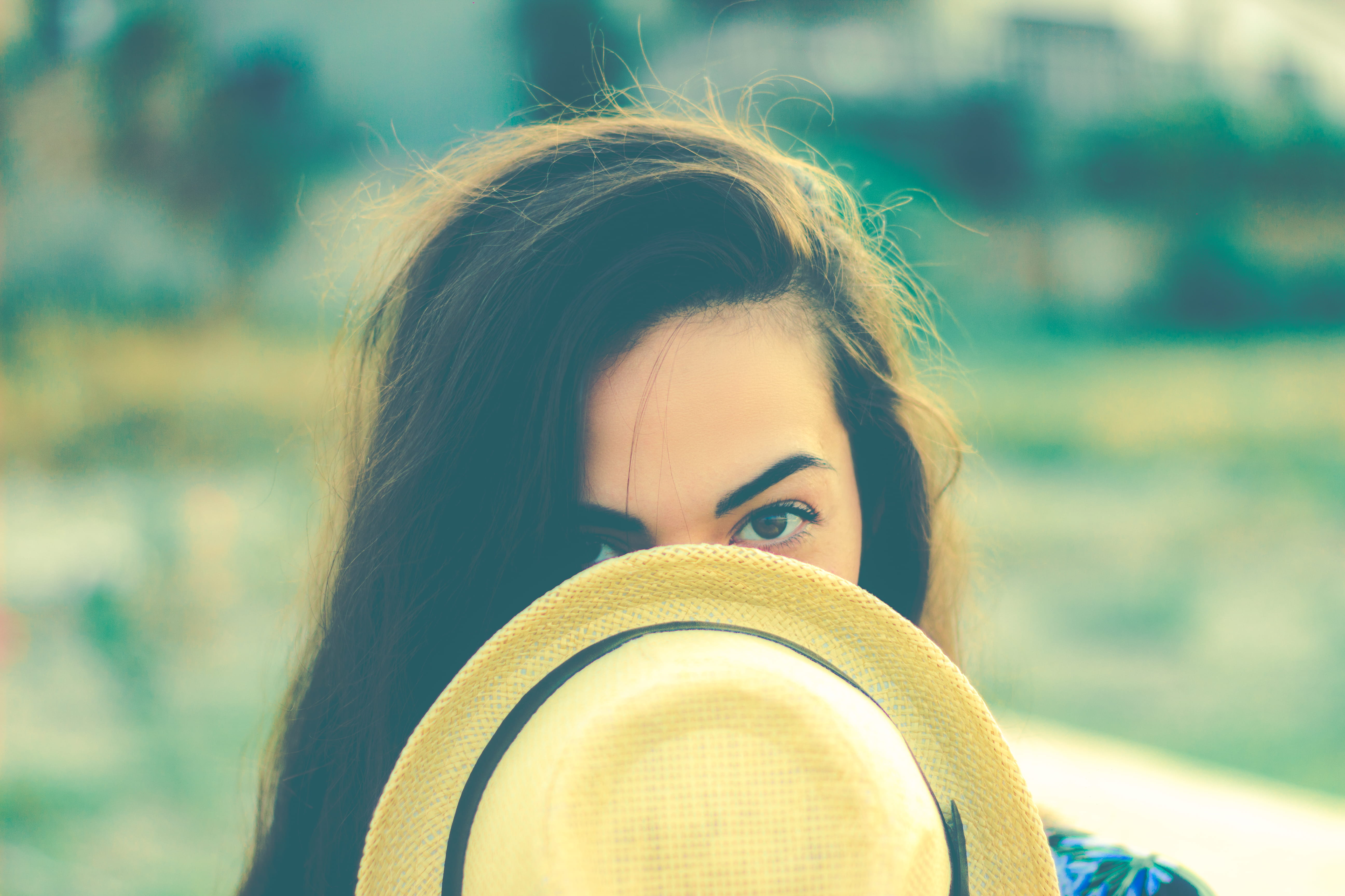 adult, indjija, scarf, headshot, hat, human body part, srbija, daytime, hiding behind hat, focus on foreground, yellow, top, young adult, teenager, young women, HD Wallpaper