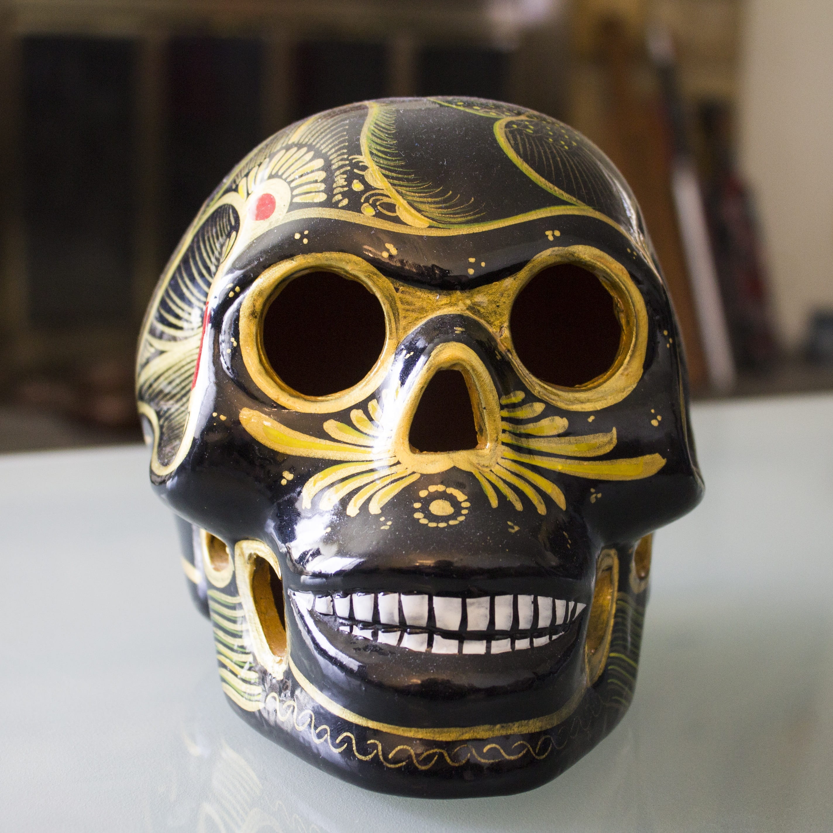 celebration, mask - disguise, gold colored, mask, spooky, handmade, carnival - celebration event, representation, human skeleton, Dia De Los Muertos, indoors, Phone HD Wallpaper
