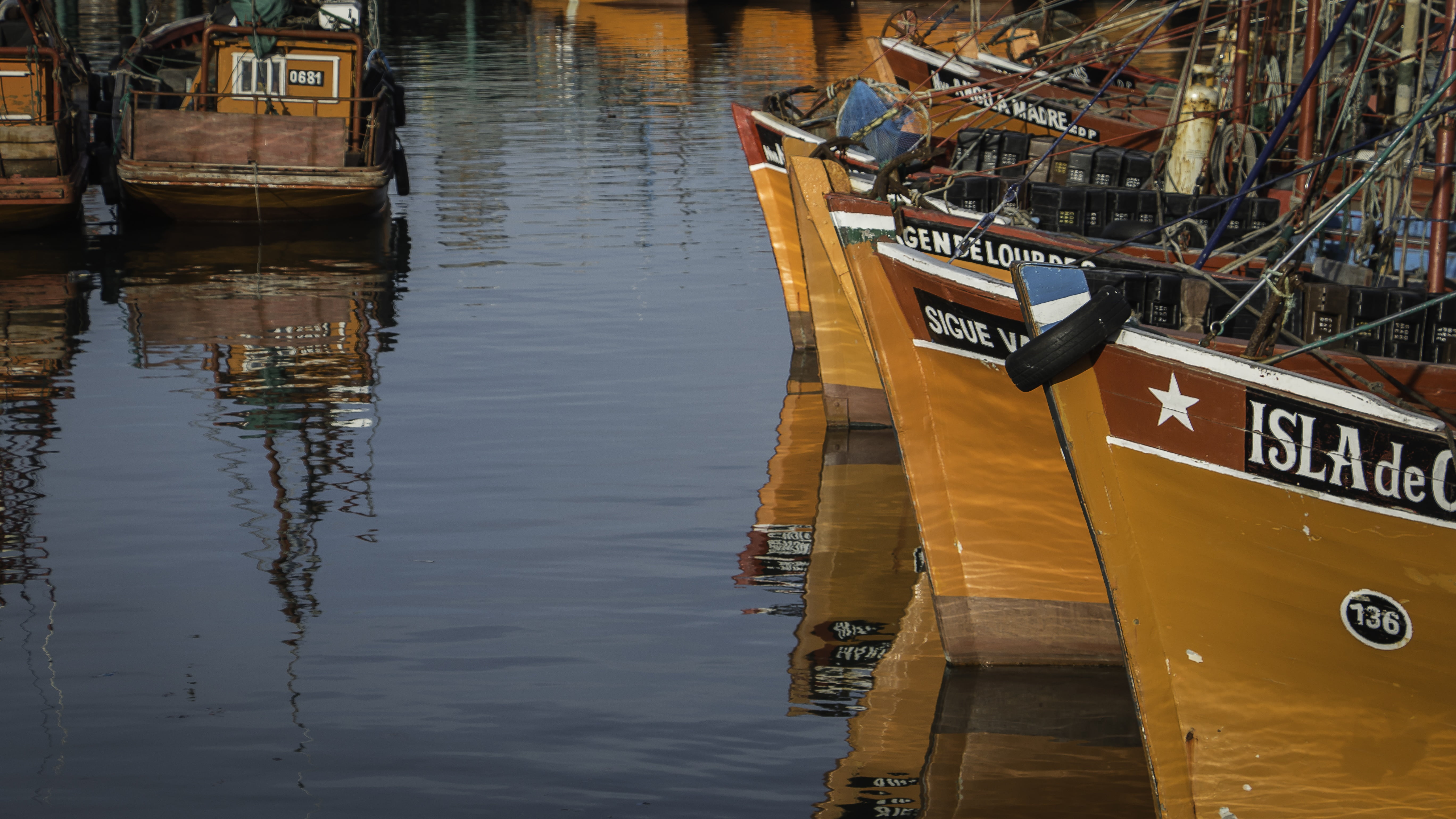 built structure, water, calm, moored, no people, nautical vessel, canal, travel, reflection, high angle view, fishing in height, argentina, 5K, communication, HD Wallpaper