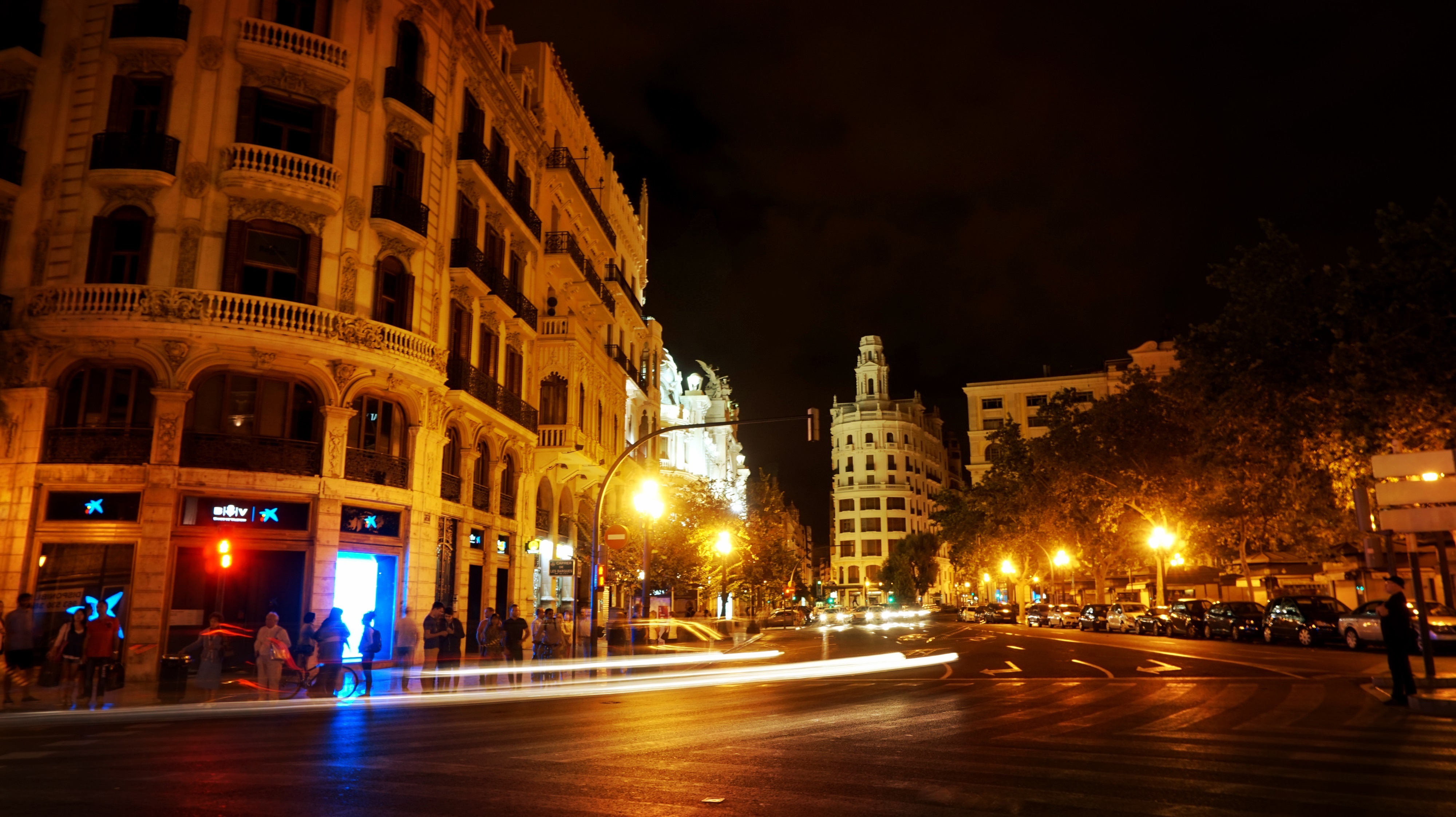 history, city lights, painted, high, european, light, transportation, rise, spain, illuminated, city, sky, building exterior, street, mode of transportation, HD Wallpaper