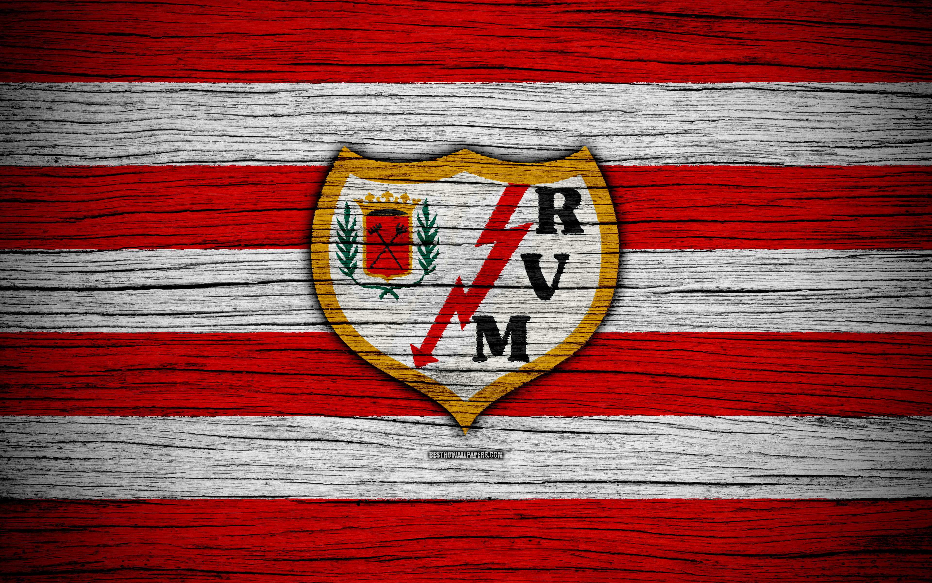 4K, Logo, Emblem, Soccer, Rayo Vallecano, HD Wallpaper