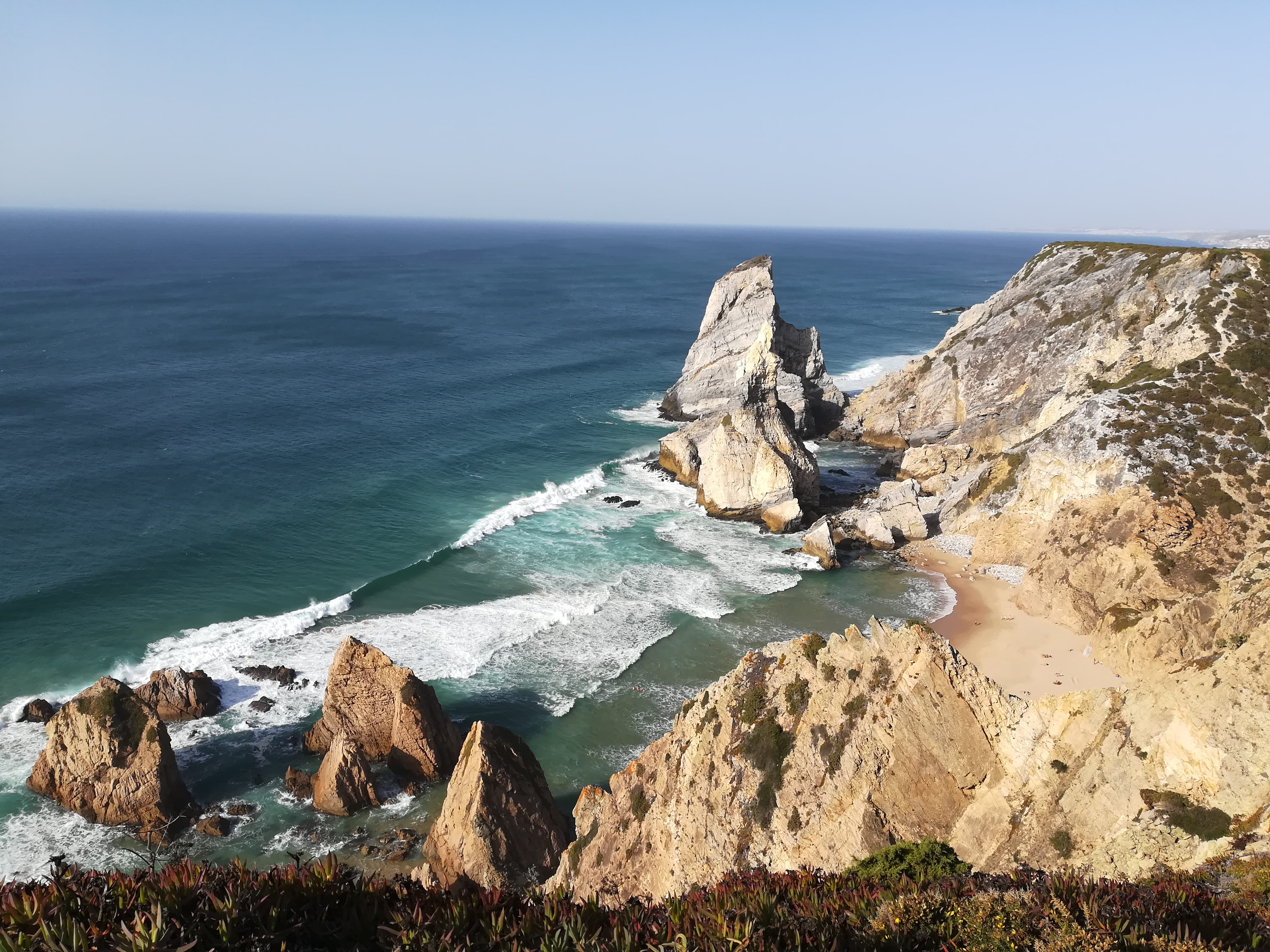 eroded, leisure activities, adventure, portugal, land, solid, tranquil scene, rock, promontory, rocks, coast, day, shoreline, beauty in nature, rubble, HD Wallpaper