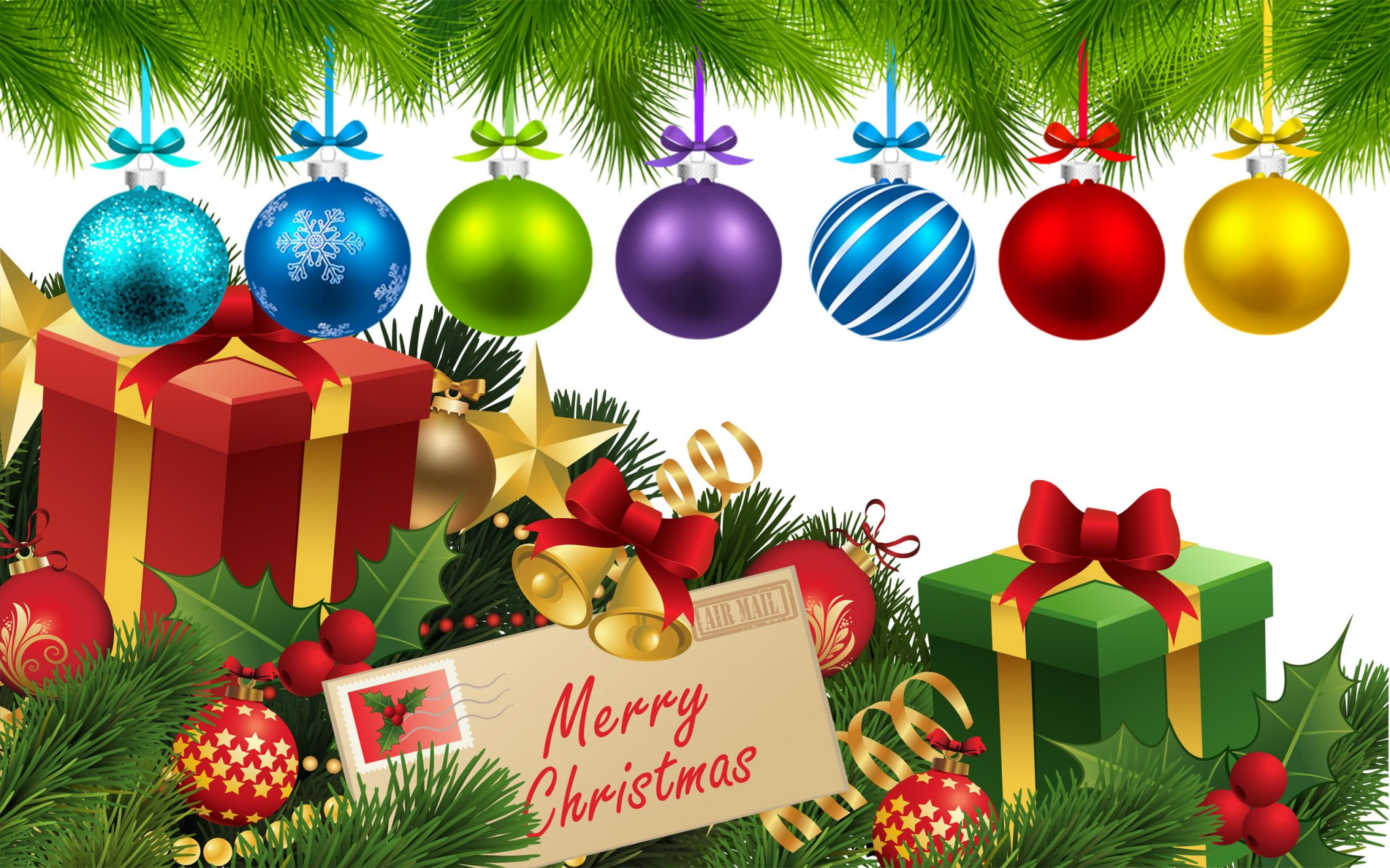 new, decoration, 1080P, points, twigs, different, hd, stars, greetings, year, christmas, pine, color, gifts, HD Wallpaper