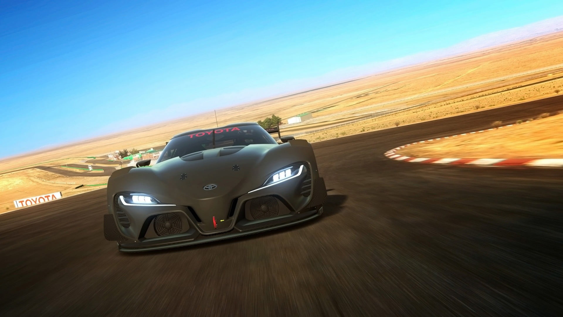 racecar, sports, FT1, speed, Toyota, road, car, sky, black, motion, transportation, blurred motion, 1080P, road trip, land vehicle, competition, sports car, HD Wallpaper