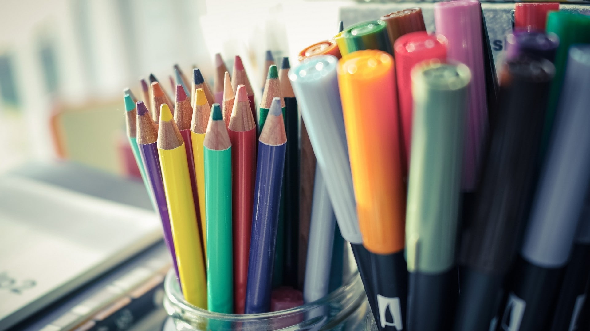 1080P, wood, colorful, macro, pencils, HD Wallpaper