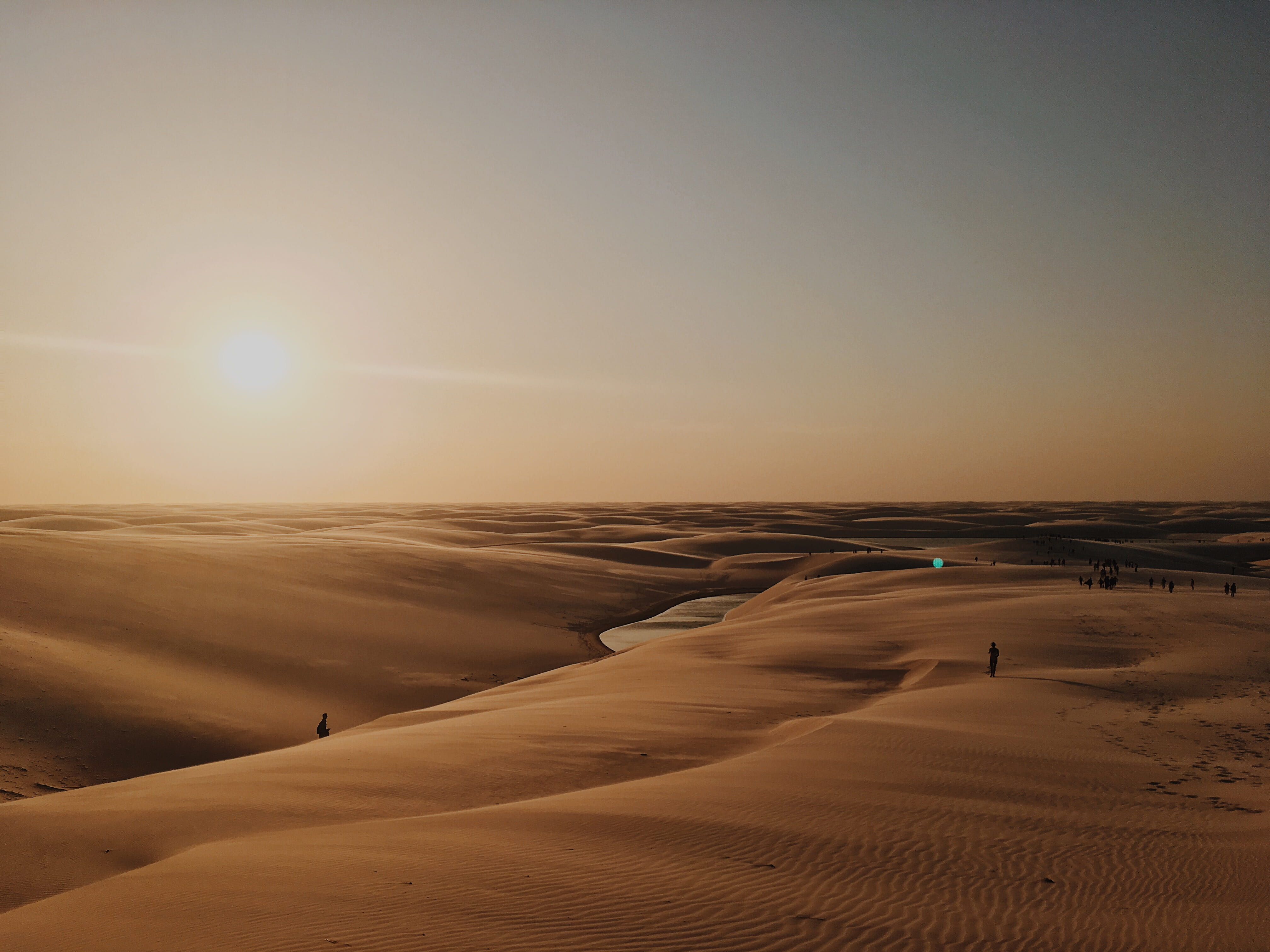 sand, 4K, coast, dune, dessert, clear sky, outdoors, copy space, lençóis maranhenses, no people, sunset, brazil, sand dune, sunrise, beauty in nature, HD Wallpaper