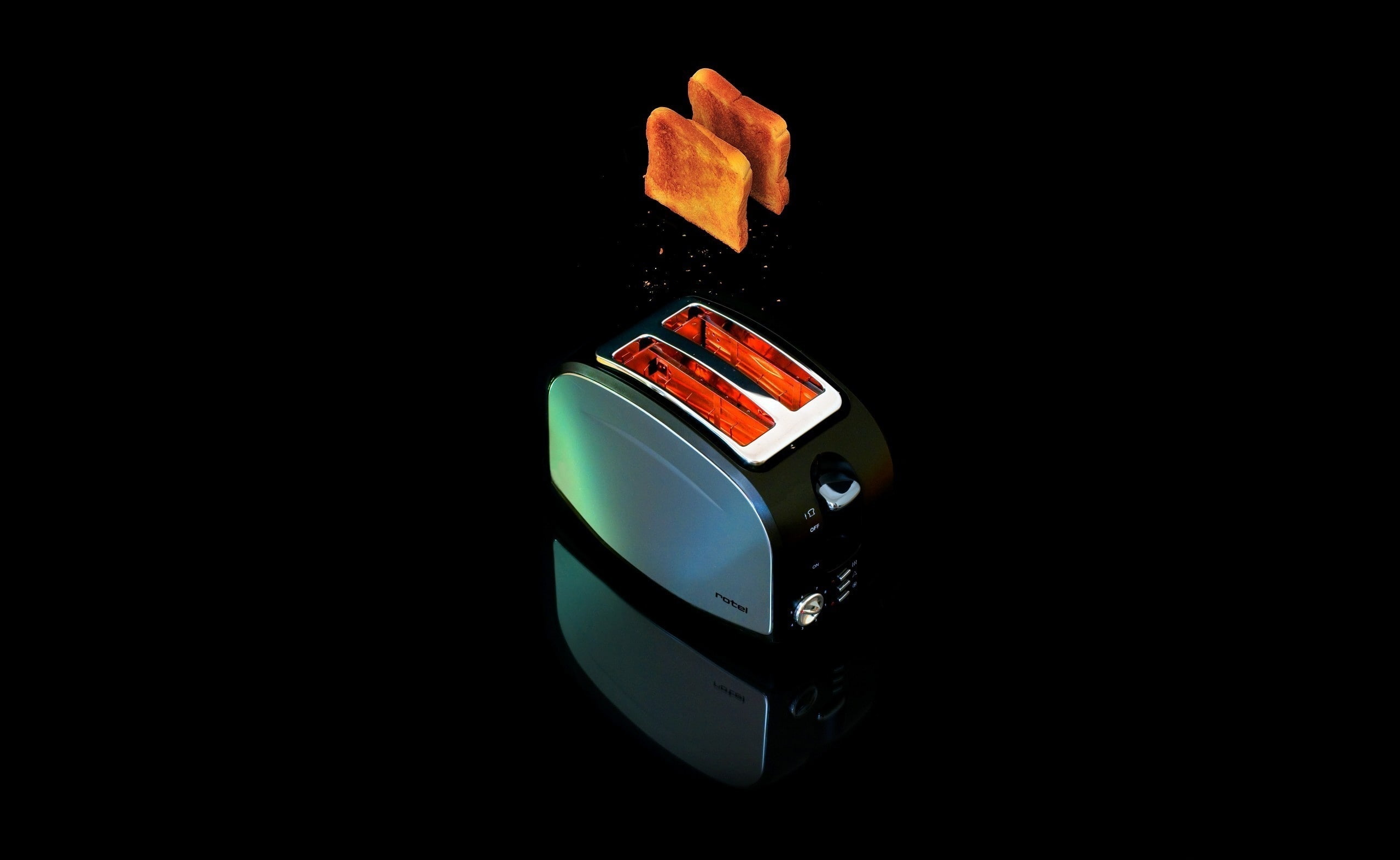 2K, single object, cut out, control, computer, slice, still life, no people, safety, Aero, black background, connection, red, Toaster, technology, communication, HD Wallpaper
