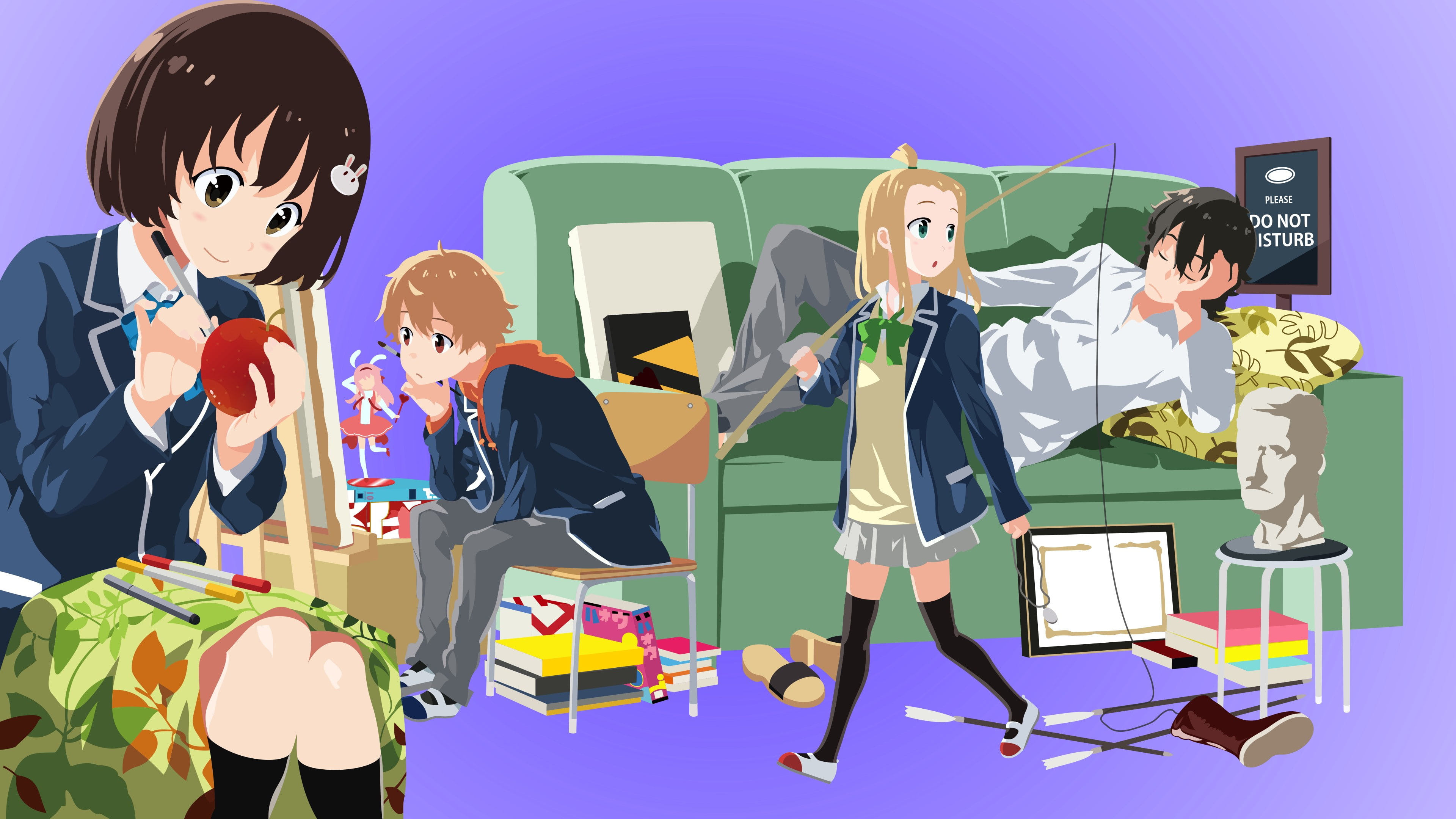 Buchō (Konobi), Usami Mizuki, Uchimaki Subaru, Kono Bijutsubu ni wa Mondai ga Aru!, 4K, Colette (Konobi), HD Wallpaper