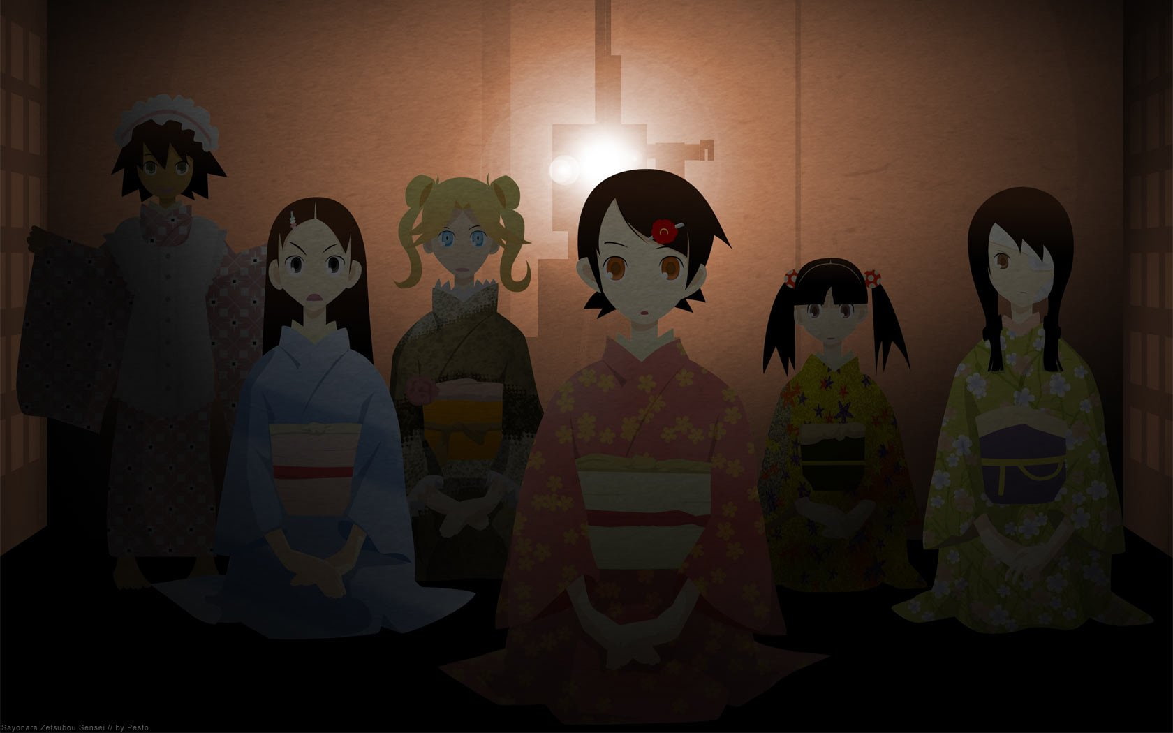 Zetsubou-Sensei, Anime, 720P, Meru Otonashi, Kaere Kimura, Chiri Kitsu, Kafuka Fuura, Abiru Kobushi, Tarou Sekiutsu, Sayonara, HD Wallpaper