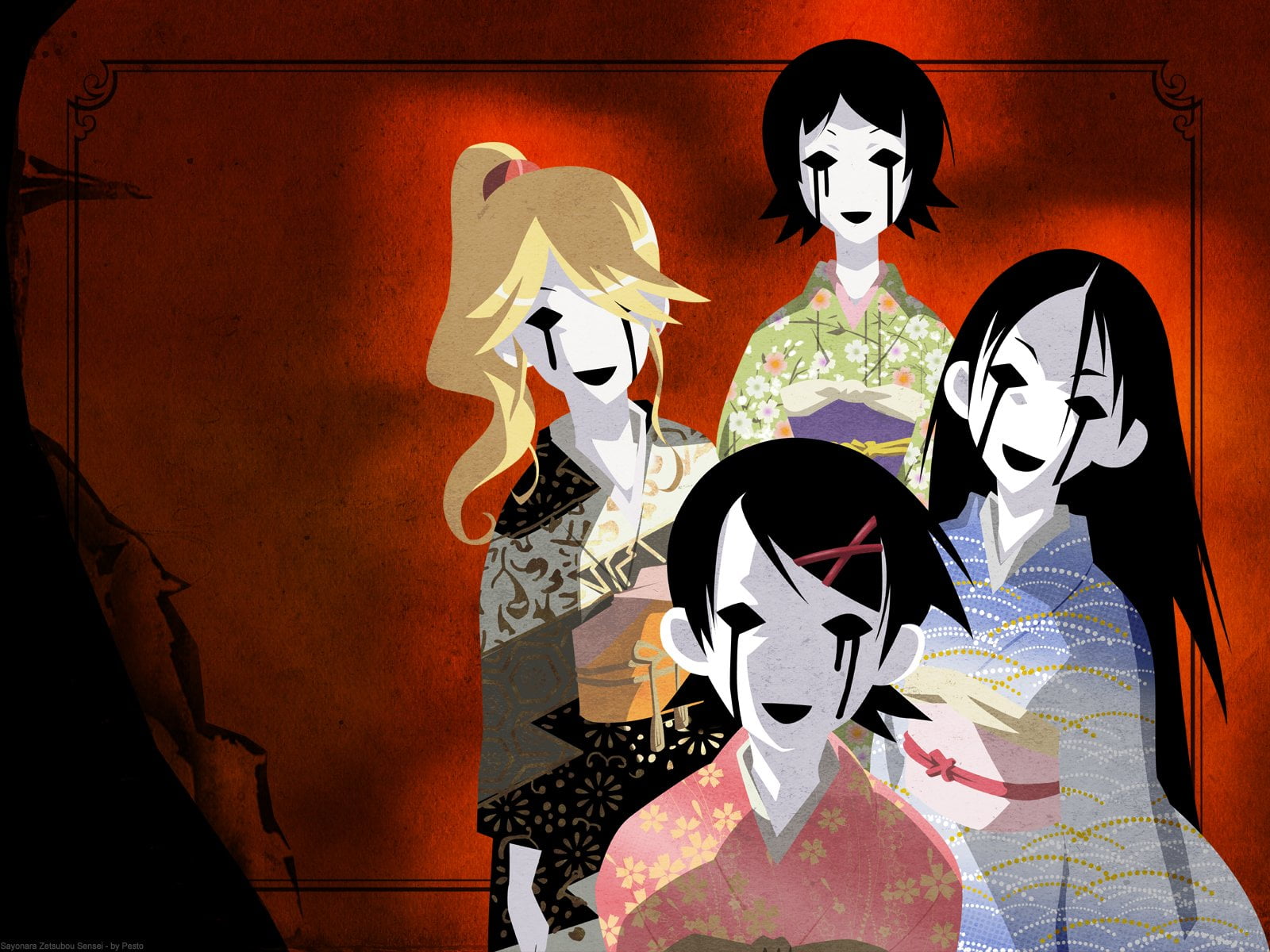 indoors, creativity, 720P, skeleton, human skeleton, close-up, mask, representation, Zetsubou-Sensei, Kafuka Fuura, Sayonara Zetsubou-Sensei, Sayonara, HD Wallpaper