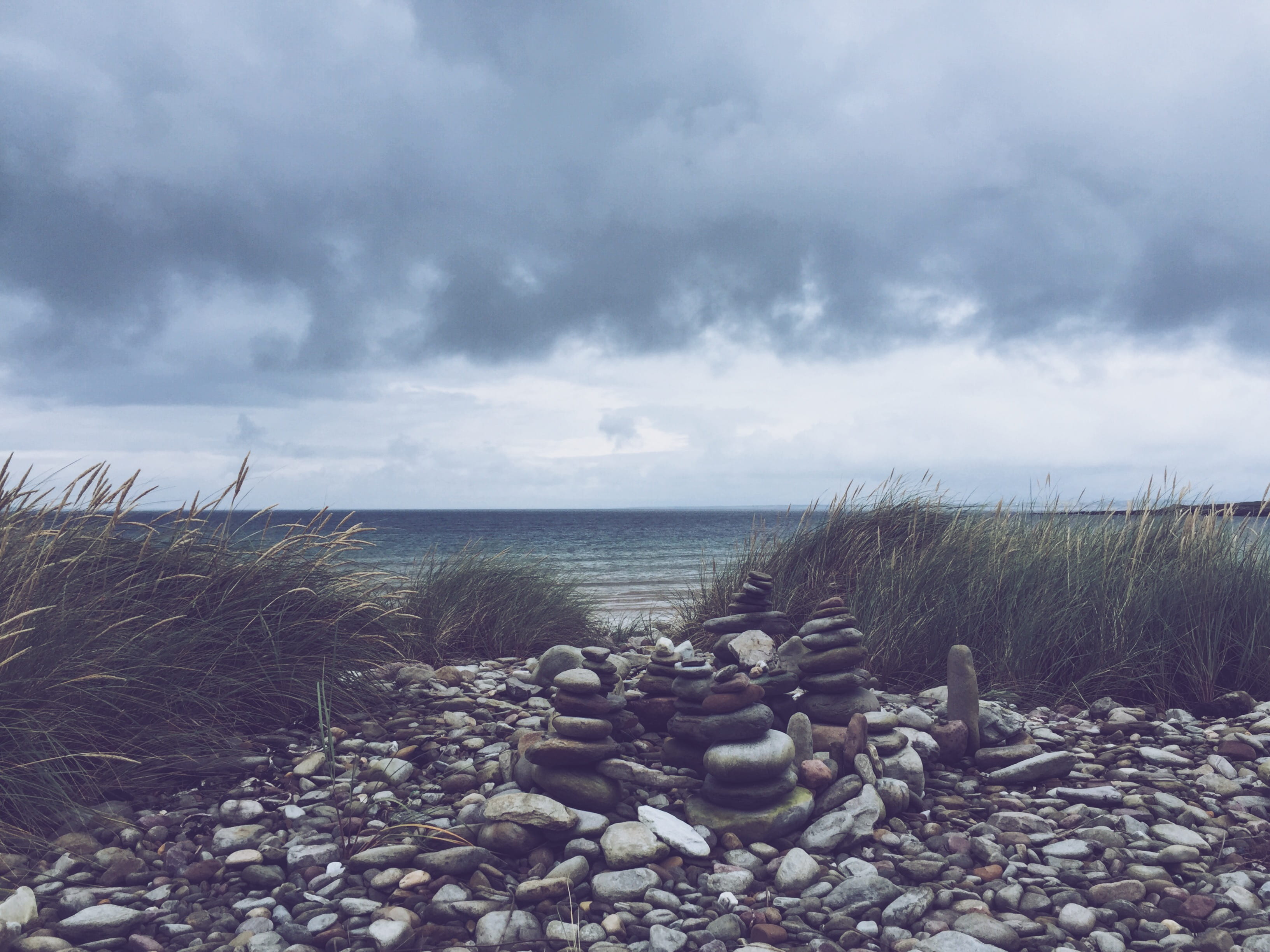 horizon, pebble, stone, tranquility, tranquil scene, nature, sky, beauty in nature, day, no people, horizon over water, travel, outdoors, mayo, ireland, HD Wallpaper