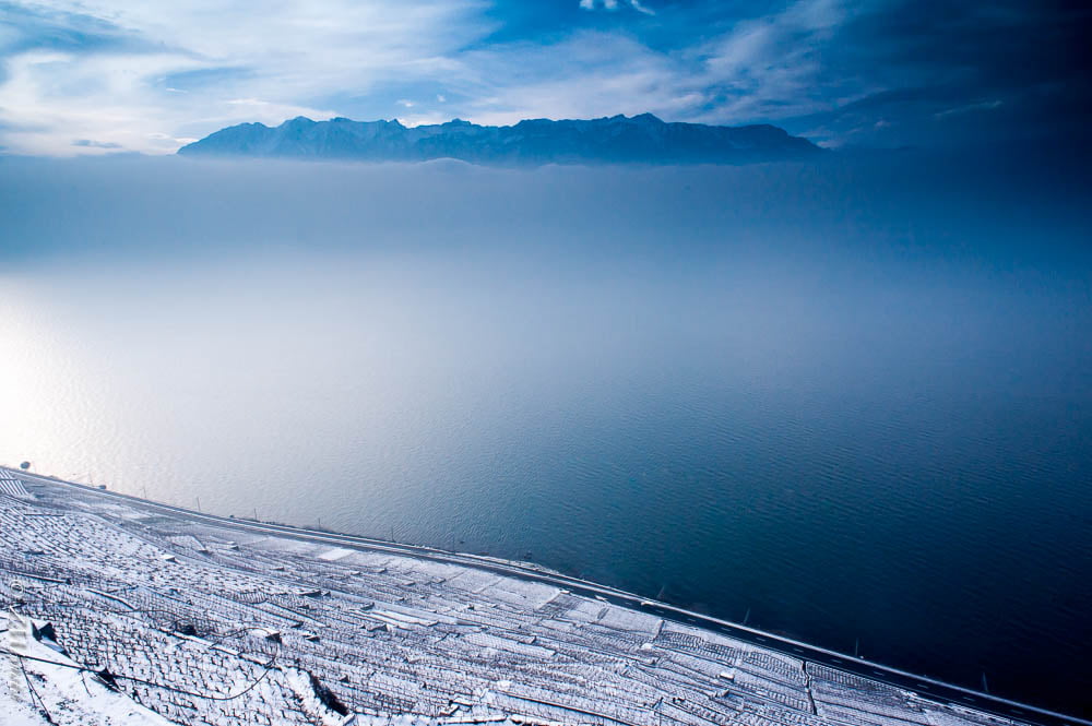explorer, art, body, snow, winter, le bleu, body of water, Hiver, Lausanne, show, Léman, outdoors, Light, white sky, mountain, Montagne, Neige, european Alps, HD Wallpaper