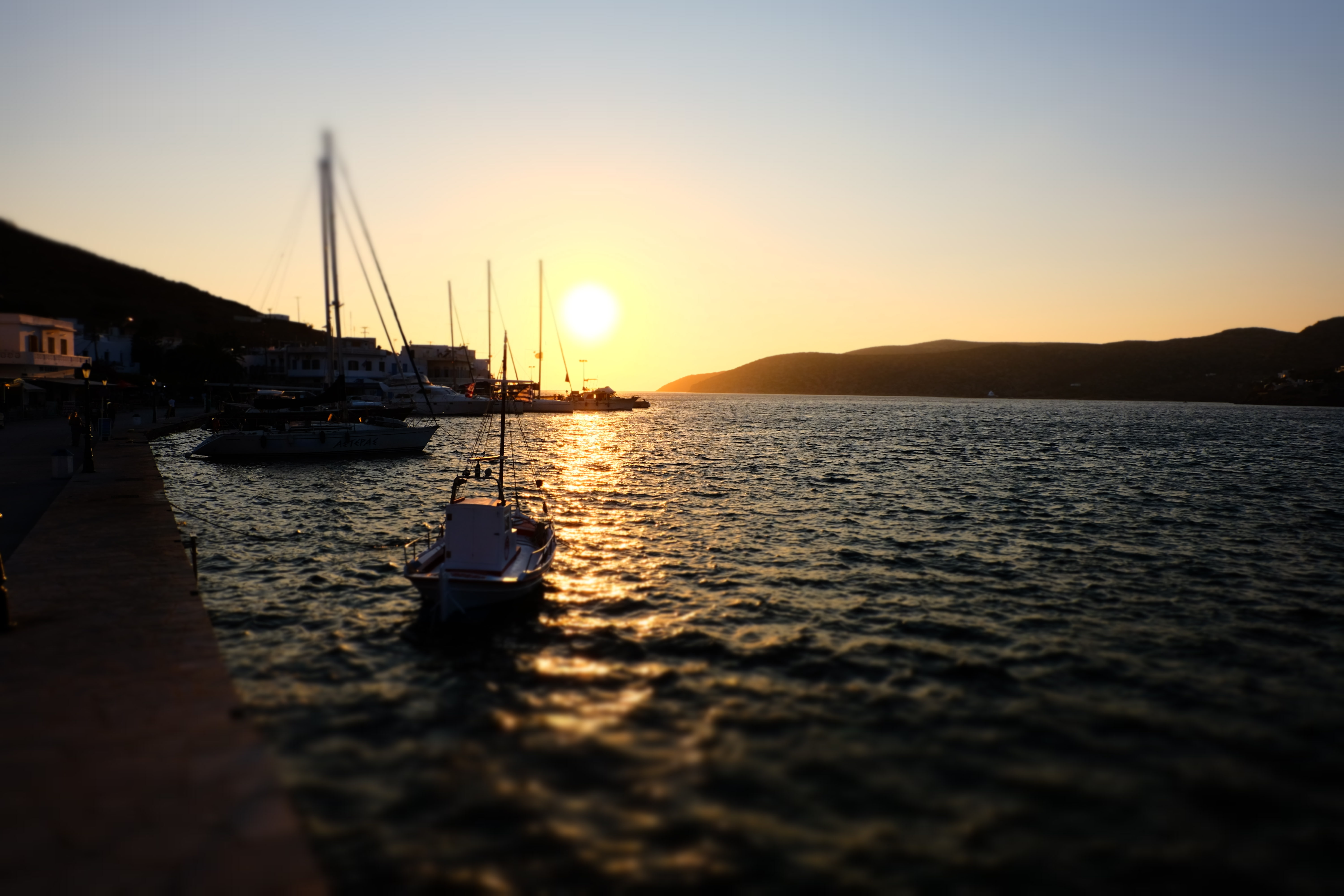 water, nature, Greece, sailboat, mountain, 5K, reflection, sea, clear sky, no people, sky, sunset, yacht, sailboats, scenics - nature, beauty in nature, HD Wallpaper