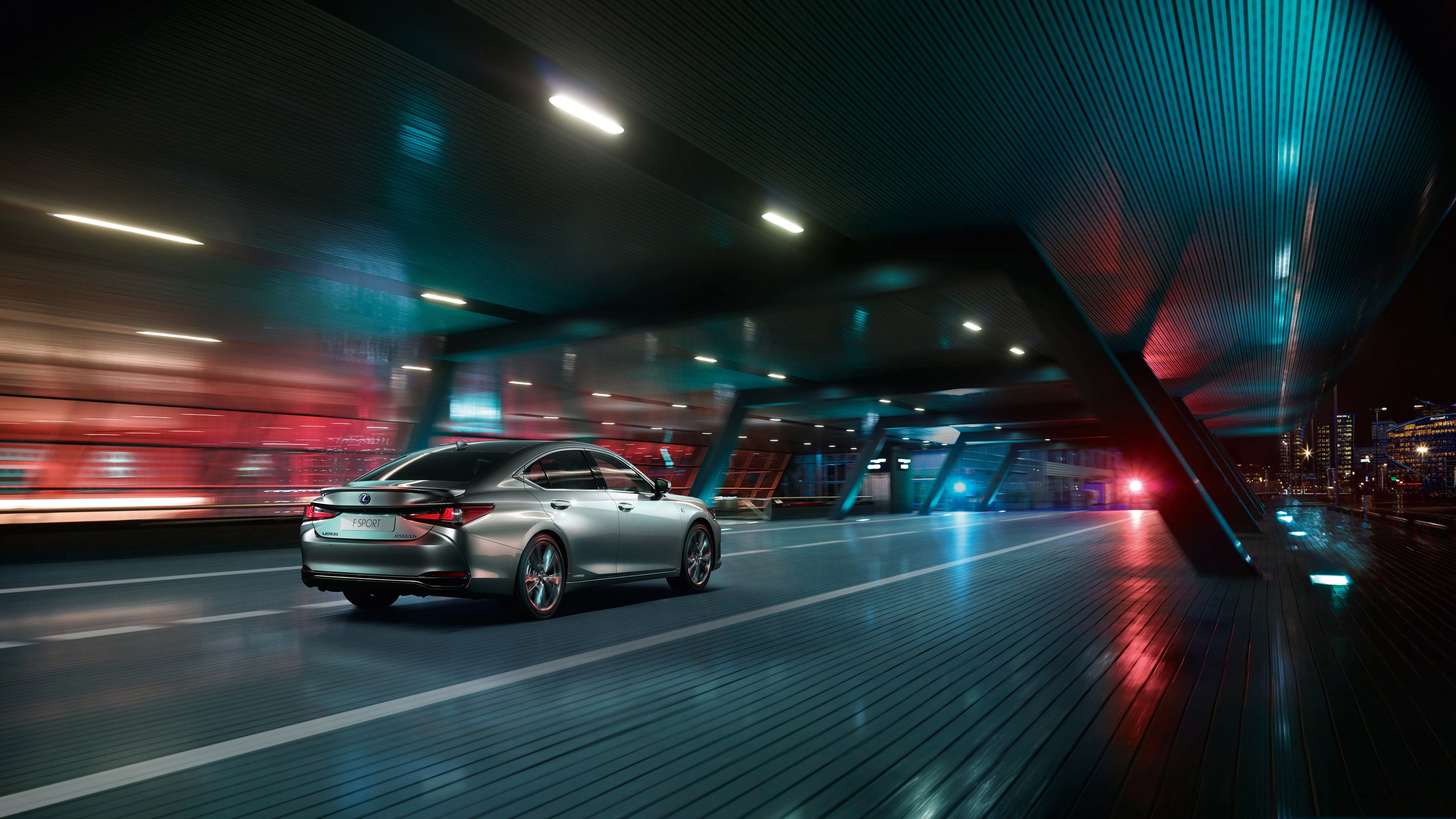 auto, Night, the city, 4K, lights, track, Lexus ES 300h F SPORT, HD Wallpaper