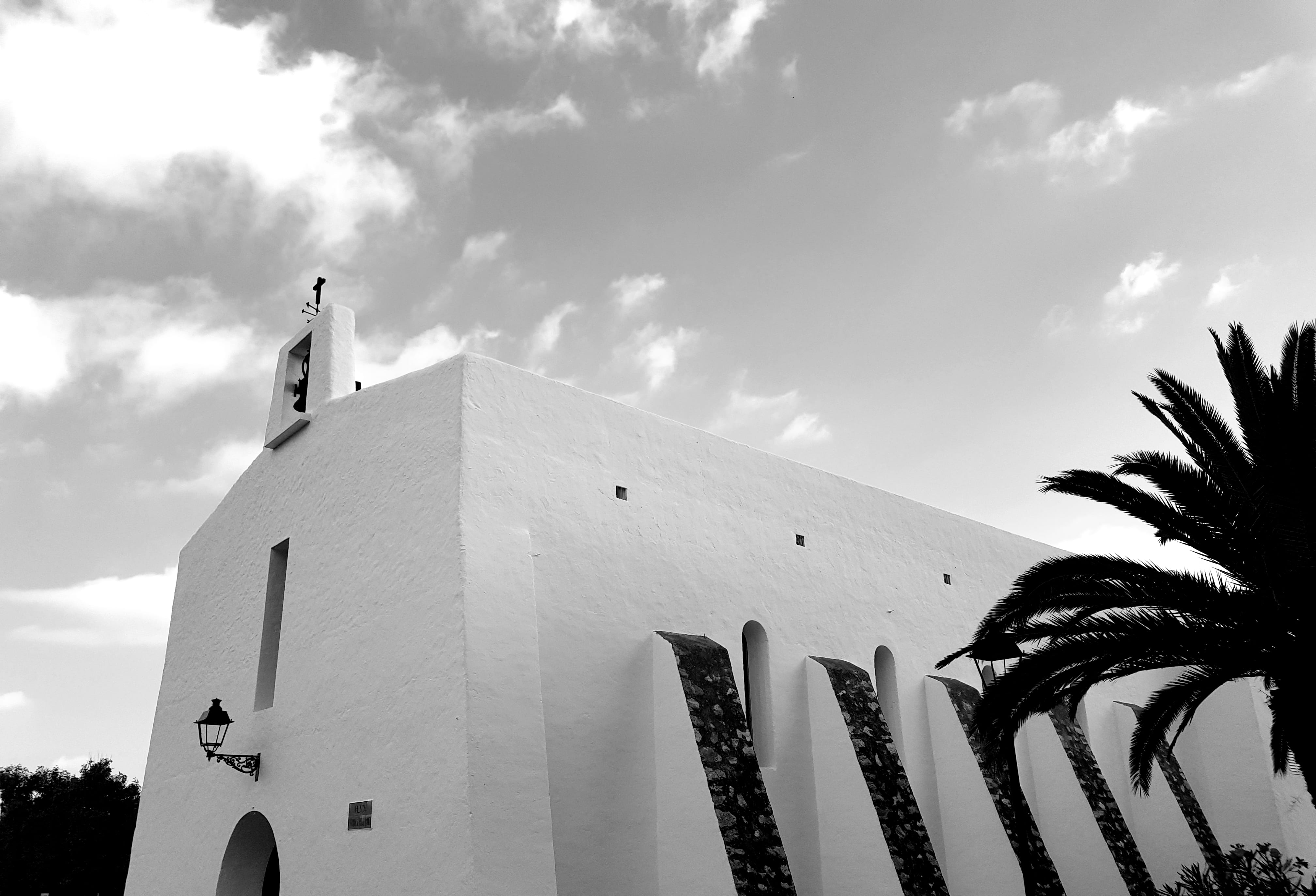 belief, no people, tower, built structure, cloud - sky, palm tree, nature, es cubells, low angle view, tropical climate, day, sky, religion, 4K, building exterior, HD Wallpaper