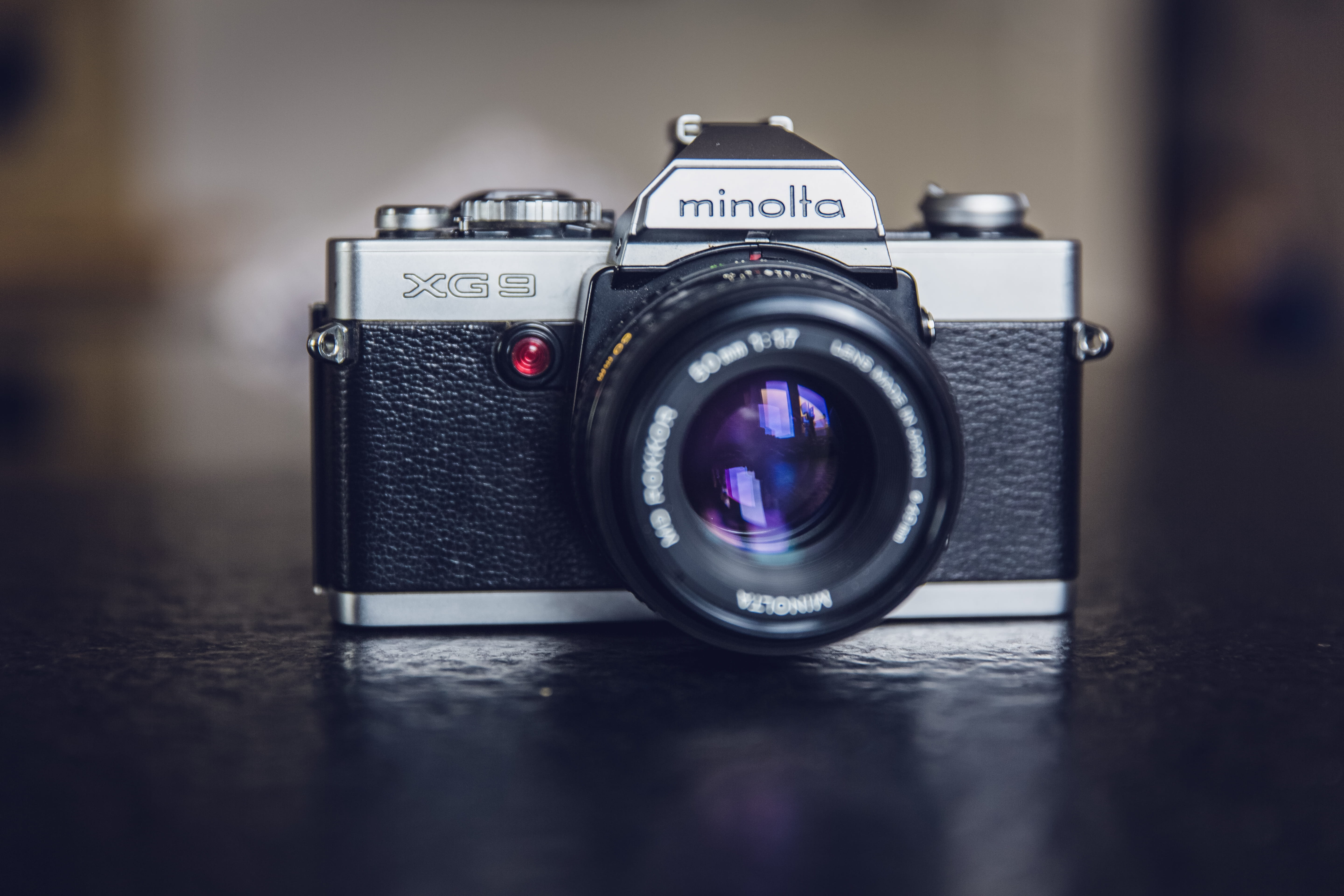 still life, digital camera, 5K, modern, single object, slr camera, lens - optical instrument, vintage, lens, technology, minolta, camera, lens - eye, indoors, HD Wallpaper