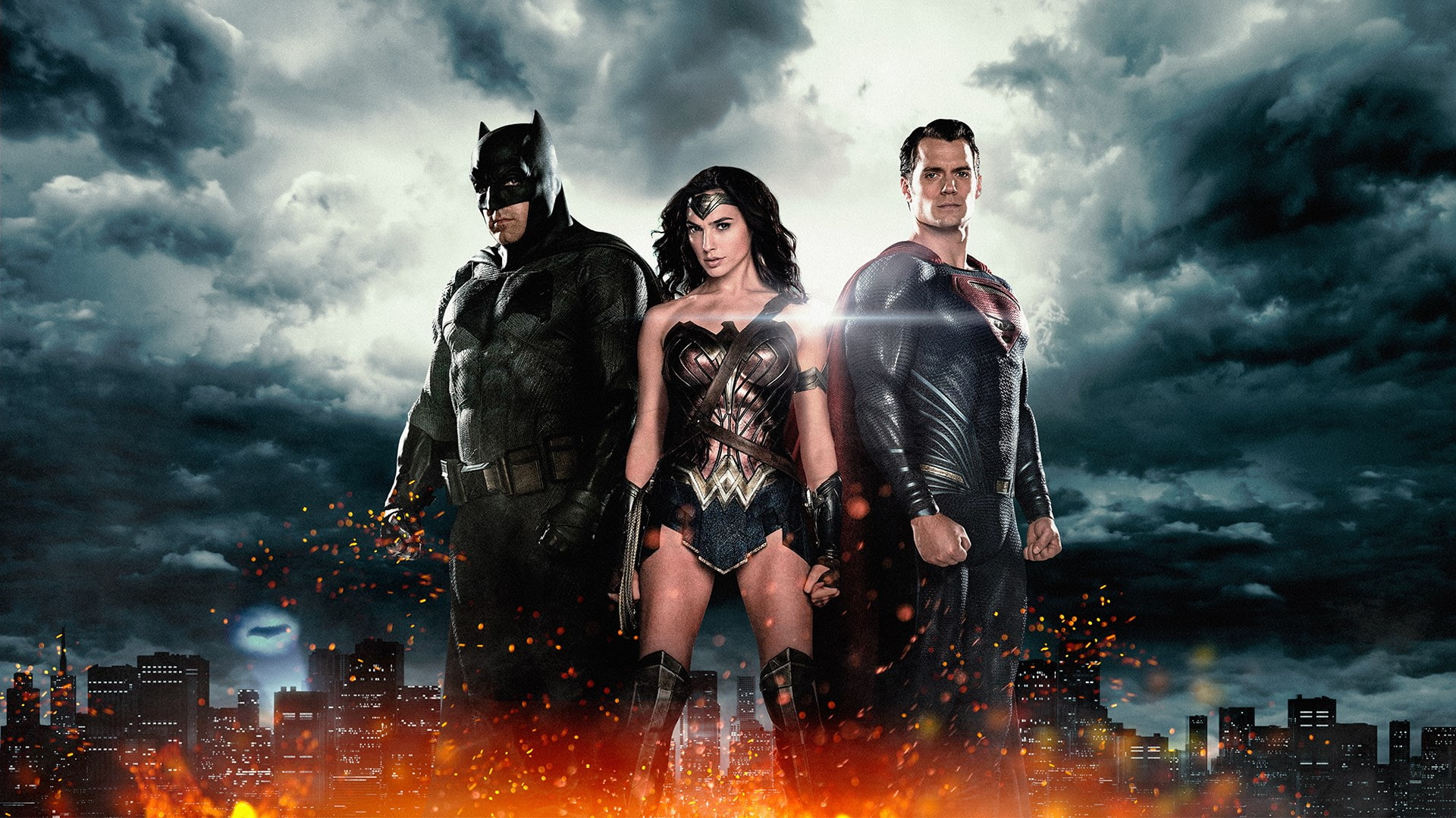 city, beautiful woman, dramatic sky, cloud - sky, outdoors, men, people, women, architecture, weapon, males, front view, batman v superman dawn of justice, HD Wallpaper