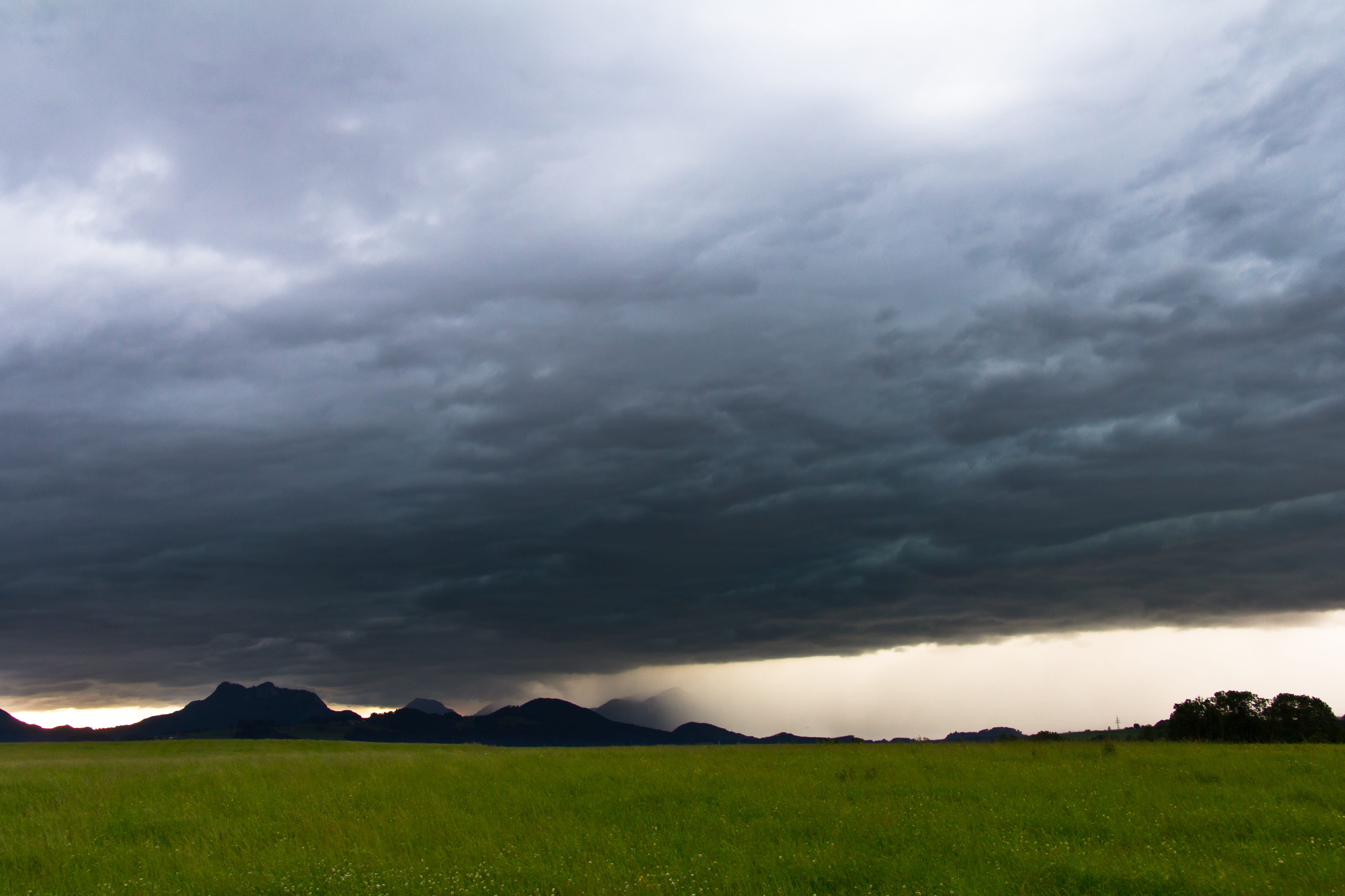 mountain range, ominous, squall line, thunderstorm, landscape, overcast, outdoors, covered sky, rain, storm, tranquility, no people, dramatic landscape, HD Wallpaper