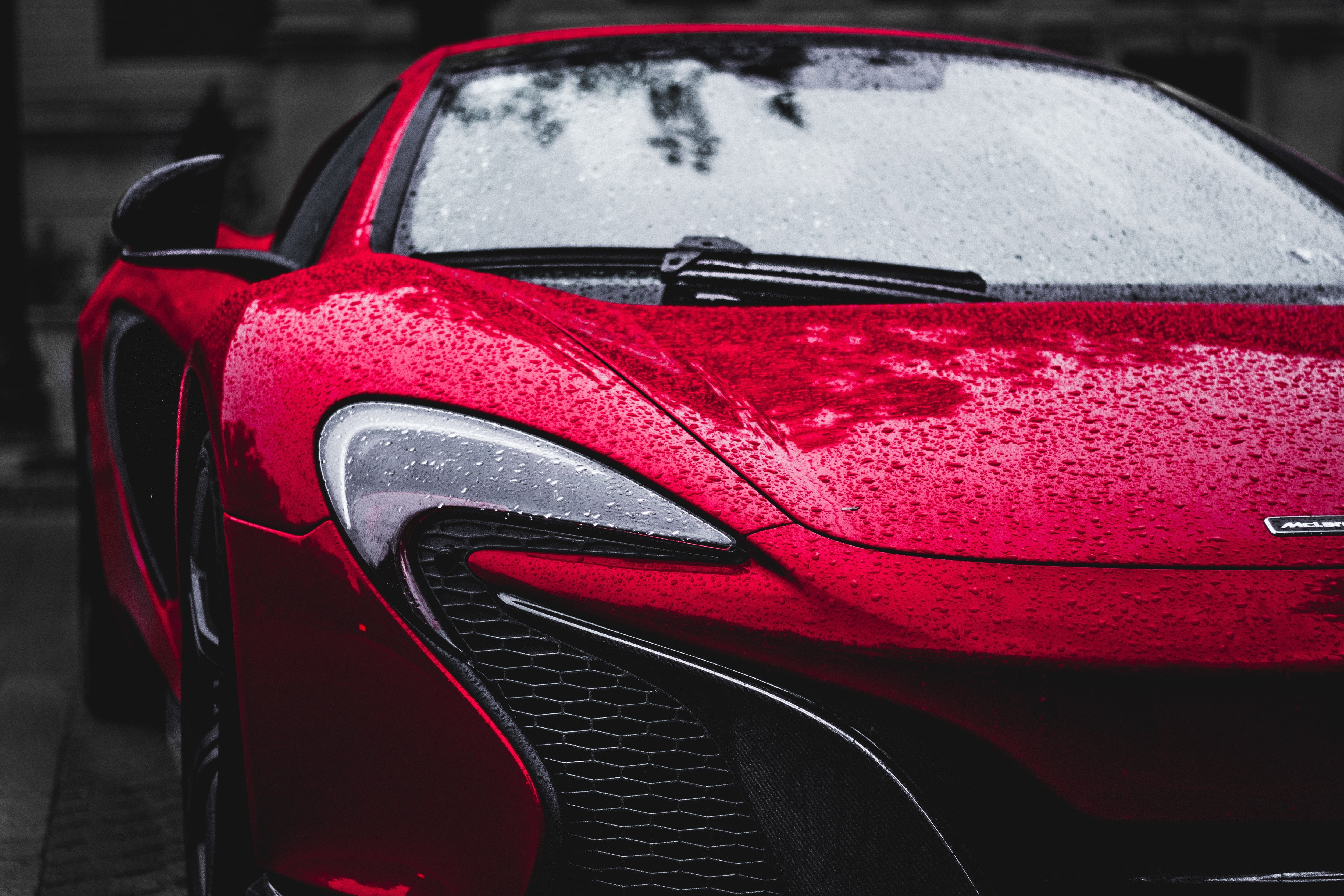 supercar, front view, cars, water drops, rain, mclaren, 4K, Vehicle, HD Wallpaper