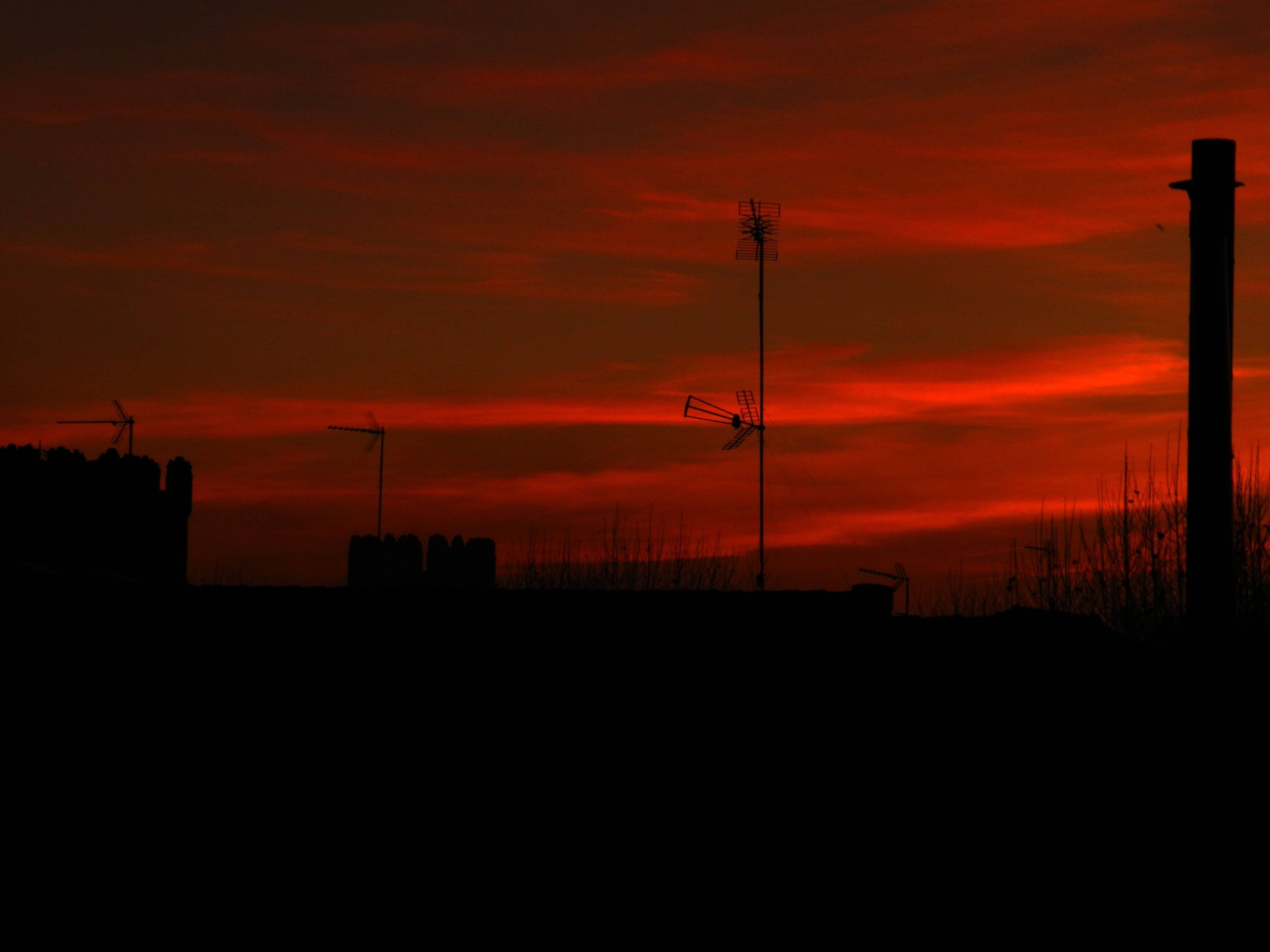 4K, beauty in nature, city, Sky, orange Color, architecture, sunset, scenics - nature, dramatic sky, night, outdoors, copy space, red, building exterior, HD Wallpaper
