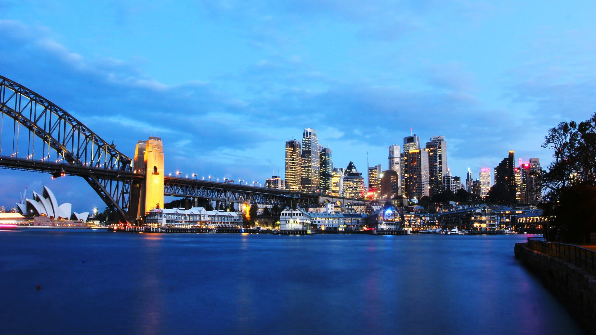 Sydney, architecture, Australia, no people, water, illuminated, financial district, urban skyline, sky, building, nature, cityscape, office building exterior, HD Wallpaper