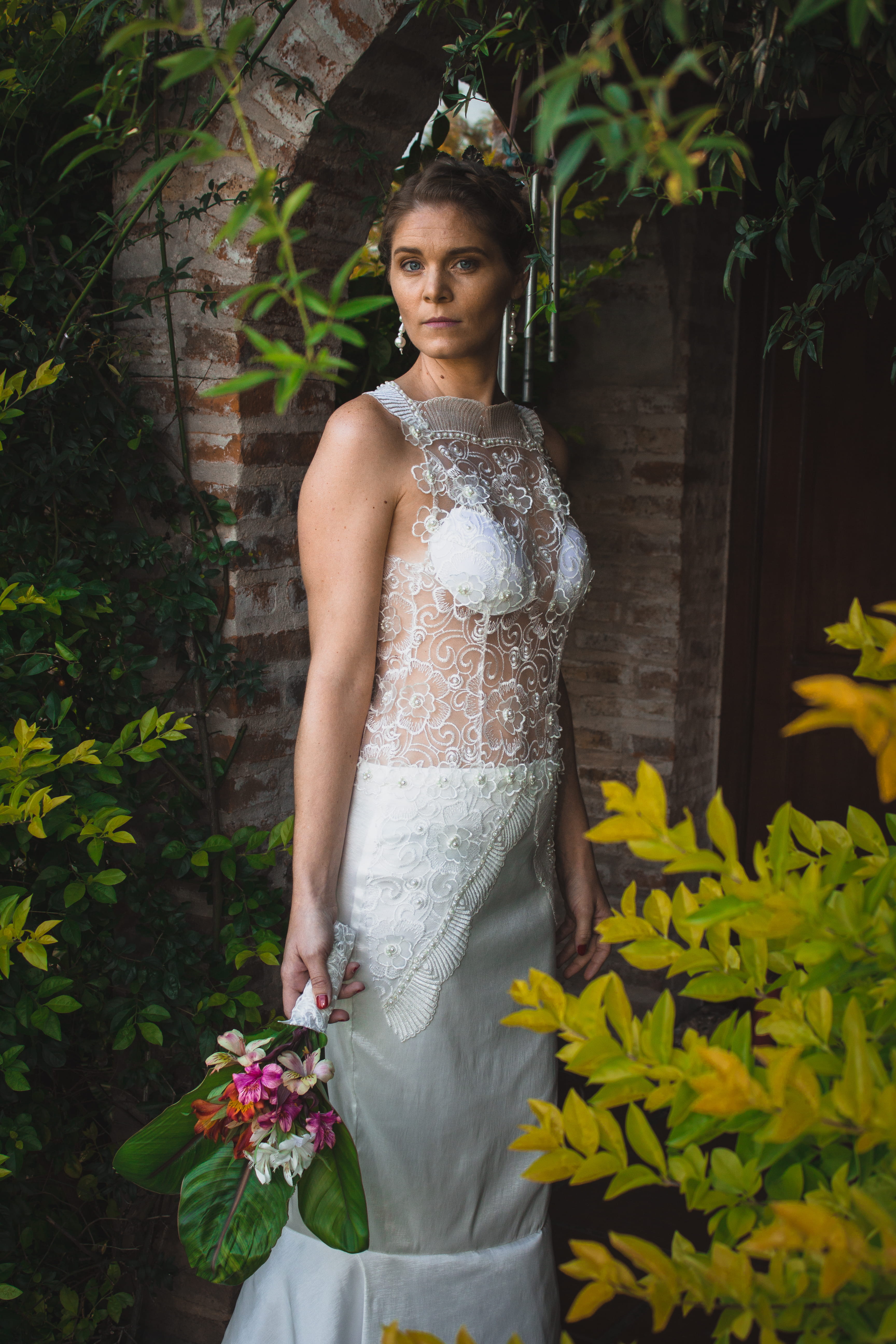 flowering plant, standing, 5K, newlywed, lifestyles, gilrfriend, beside, wedding, three quarter length, young adult, argentina, model, gown, clothing, Phone HD Wallpaper