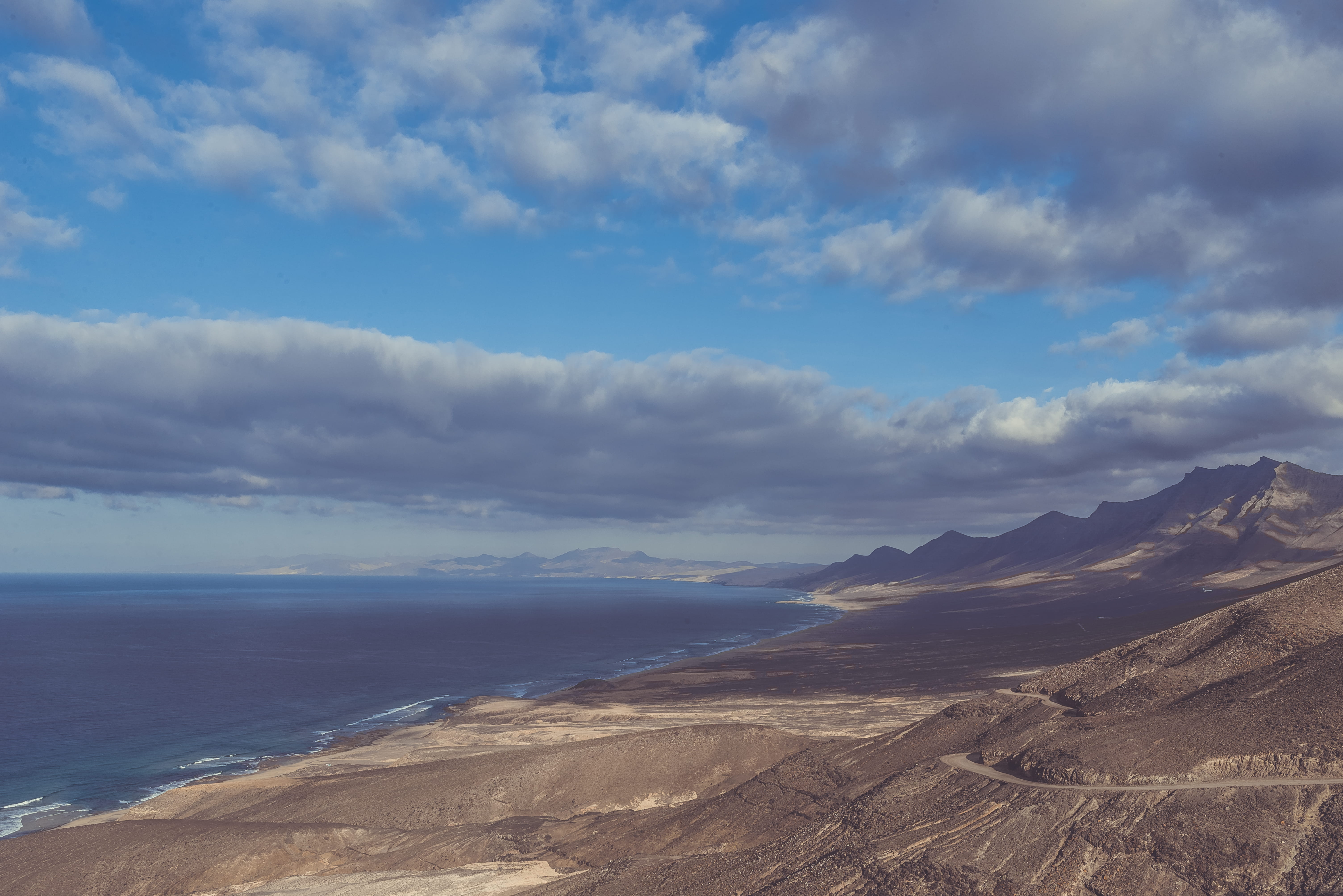 landscape, beach, mountain, 5K, canaries, nature, tranquility, view, horizon, beauty in nature, blue, outdoors, land, canary, non-urban scene, deserted, HD Wallpaper
