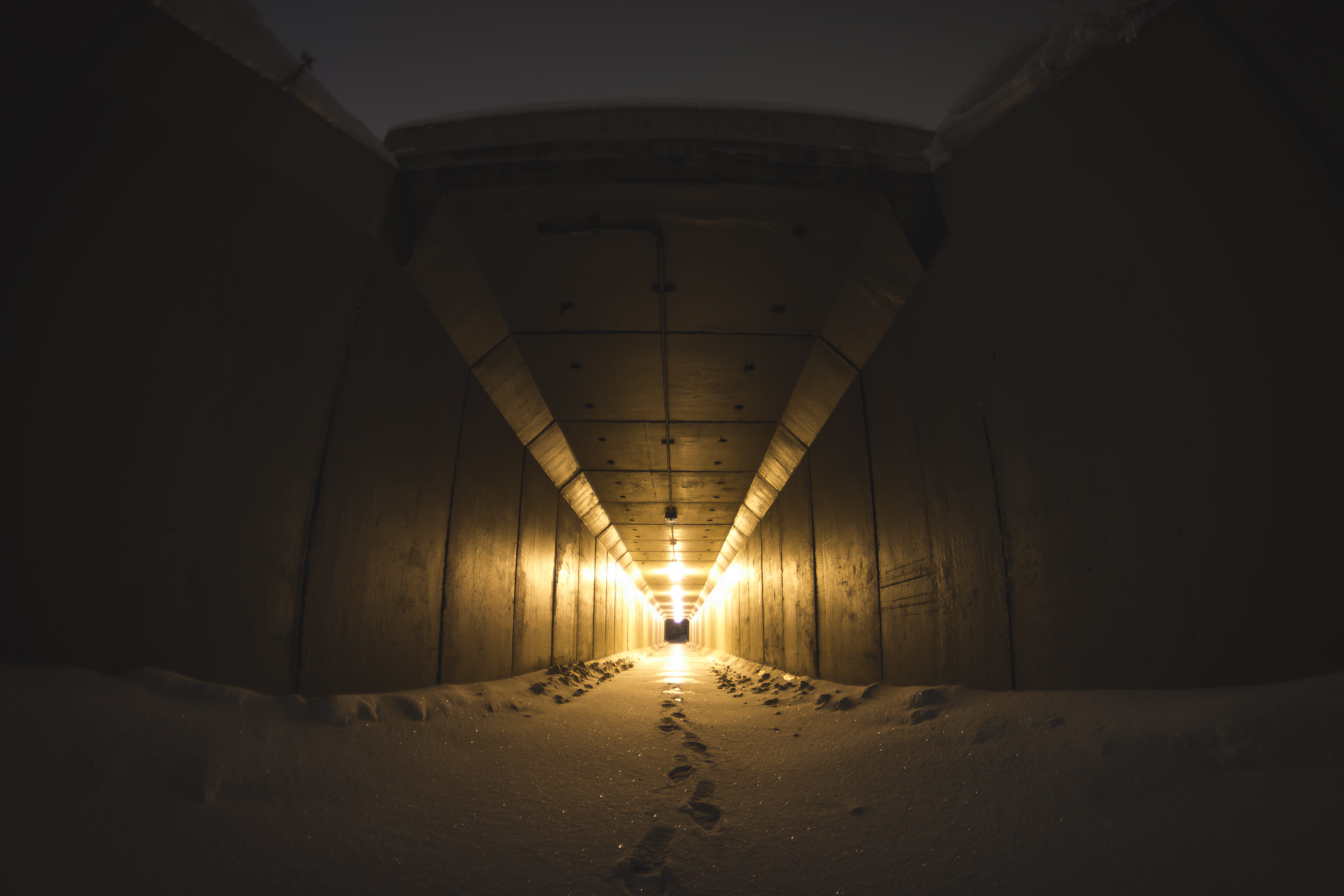 lighting Equipment, 5K, empty, illuminated, cement, street, disappear, corridor, no People, wall - Building Feature, footstep, spooky, hallway, construction Industry, HD Wallpaper