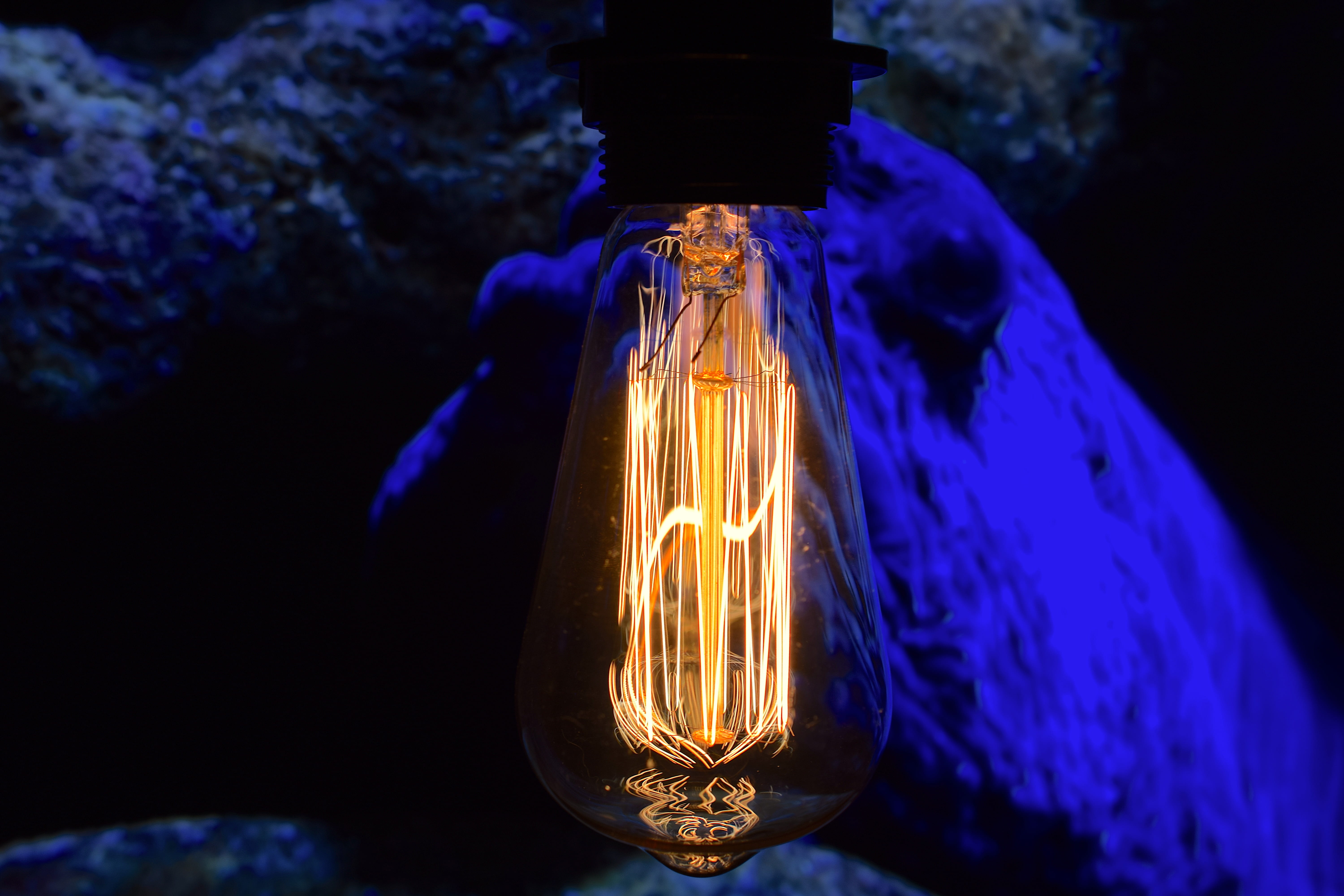 connection, indoors, close, purple, filament, electricity, light, disappearing, electric light, electric lamp, light bulb, black background, long exposure, HD Wallpaper