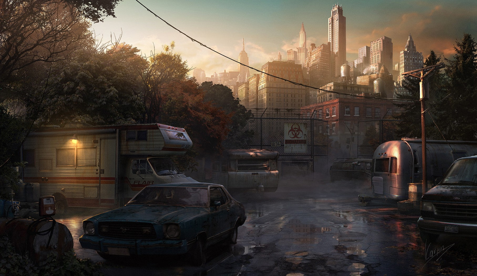 park, biohazard, Trailer, apocalyptic, New, York, 720P, RV, radiation, skyscrapers, buildings, HD Wallpaper