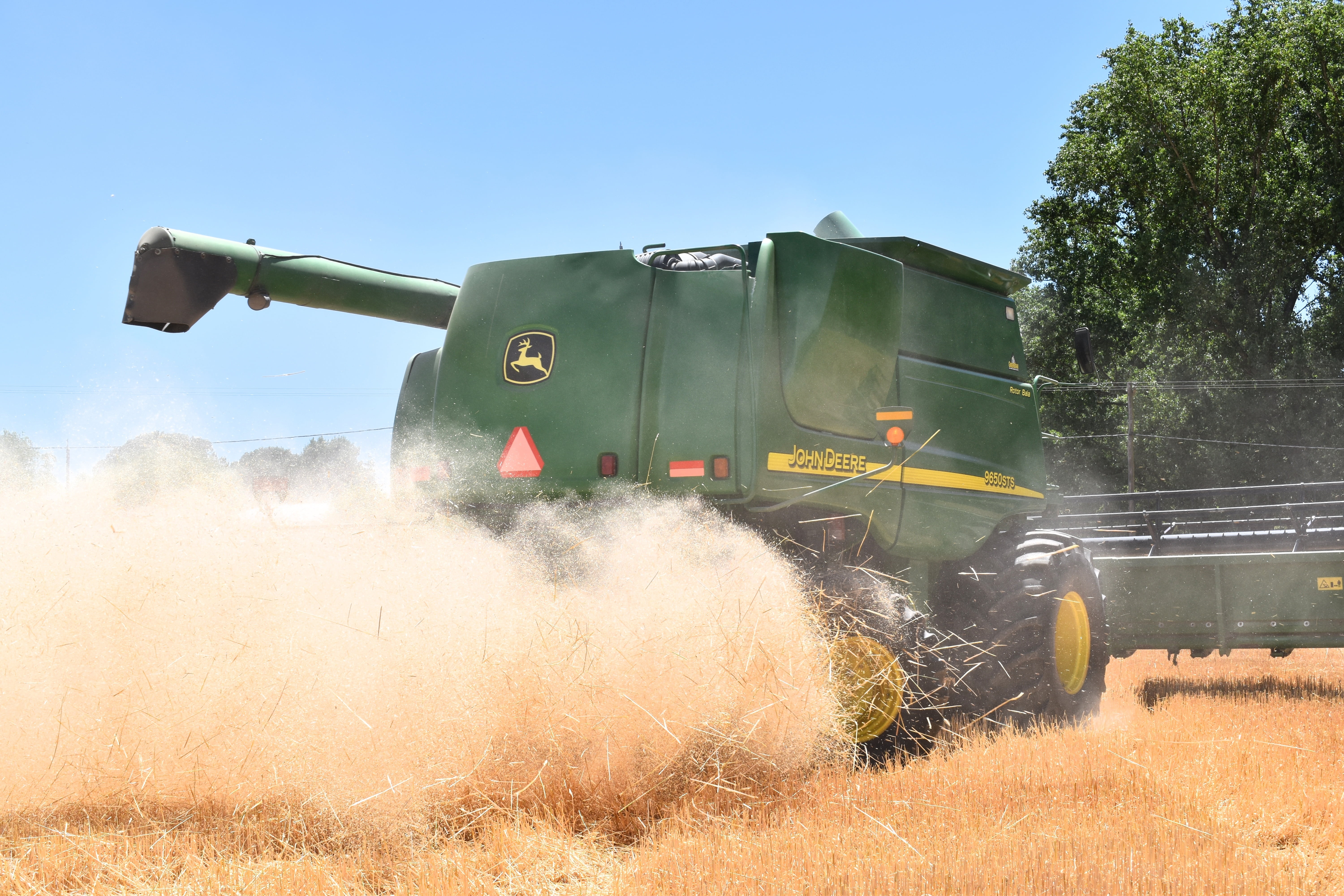 combine harvester, motion, farm equipment, transportation, machinery, plant, outdoors, land, sky, smoke - physical structure, day, dust, 5K, no people, HD Wallpaper