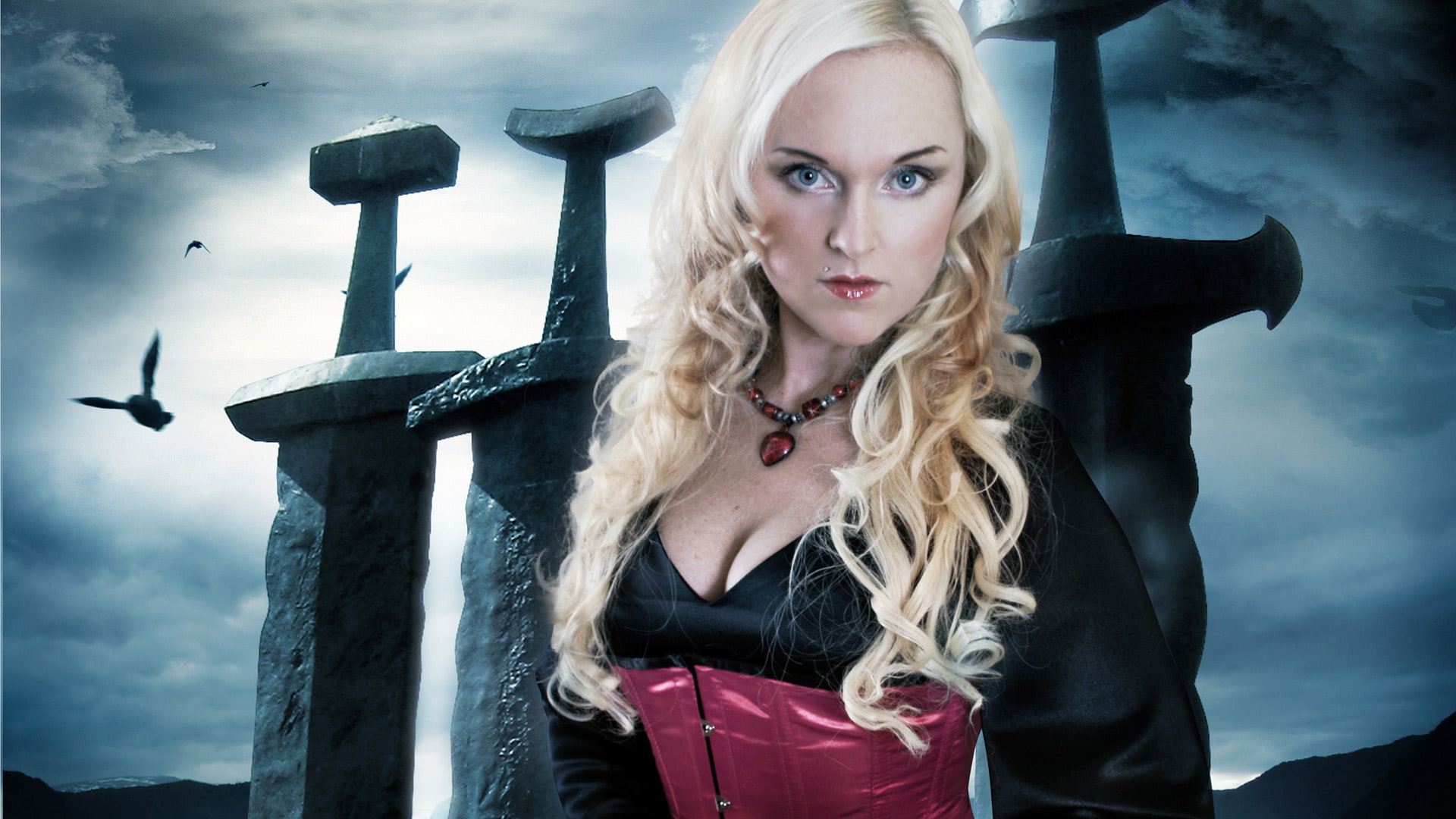 eyes, metal, 1080P, folk, gothic, heavy, symphonic, leaves, HD Wallpaper