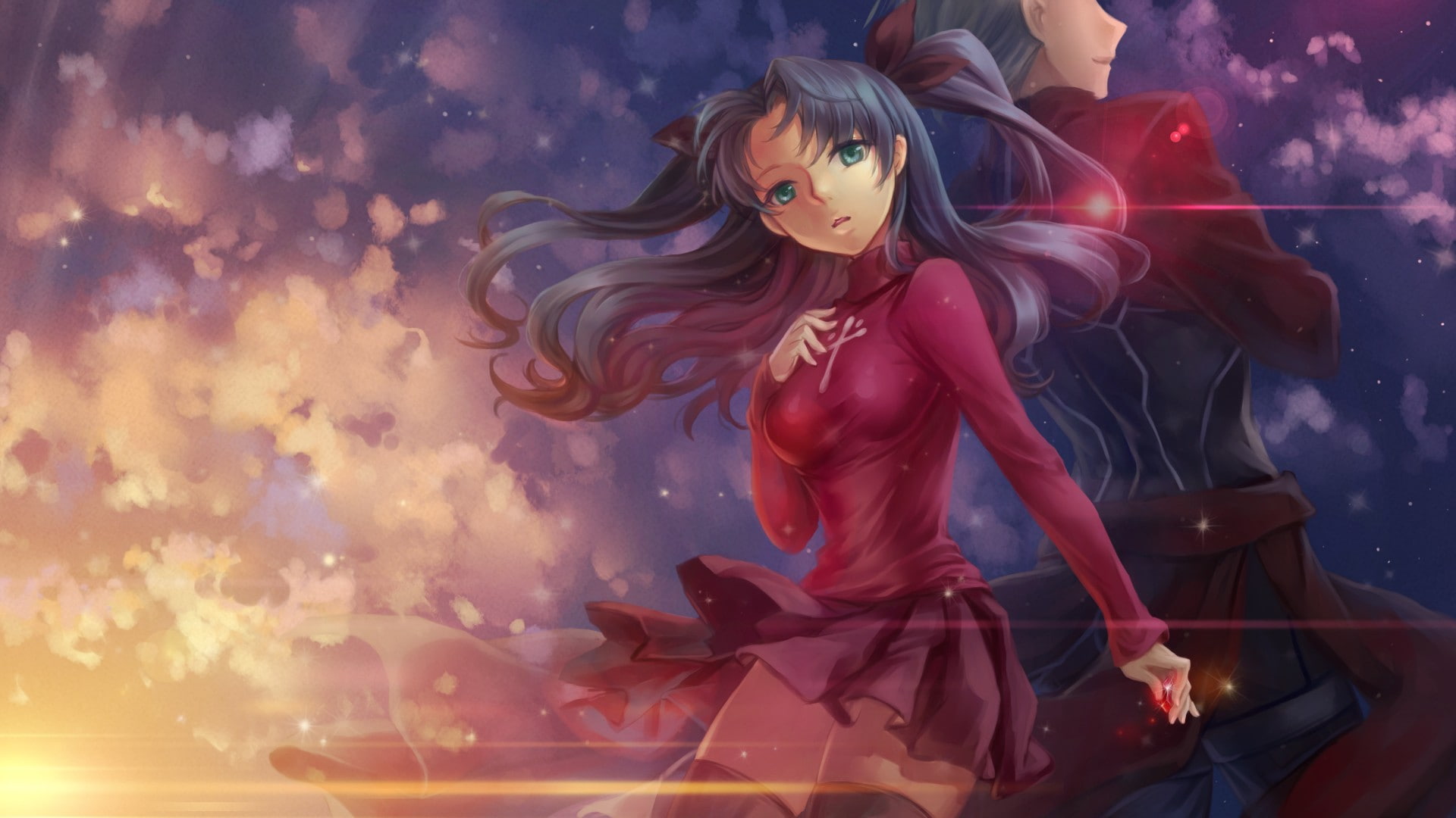 nightlife, event, hair, three quarter length, real people, night, anime girls, dancing, motion, adult, Tohsaka Rin, young women, leisure activity, young adult, HD Wallpaper