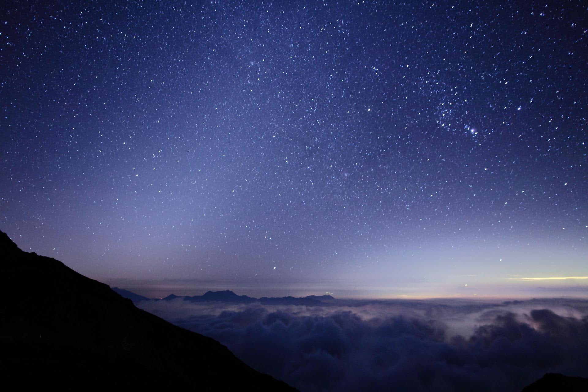 nature and landscapes, 1080P, milky way, stars, firmament, clouds, mountains, foggy, HD Wallpaper