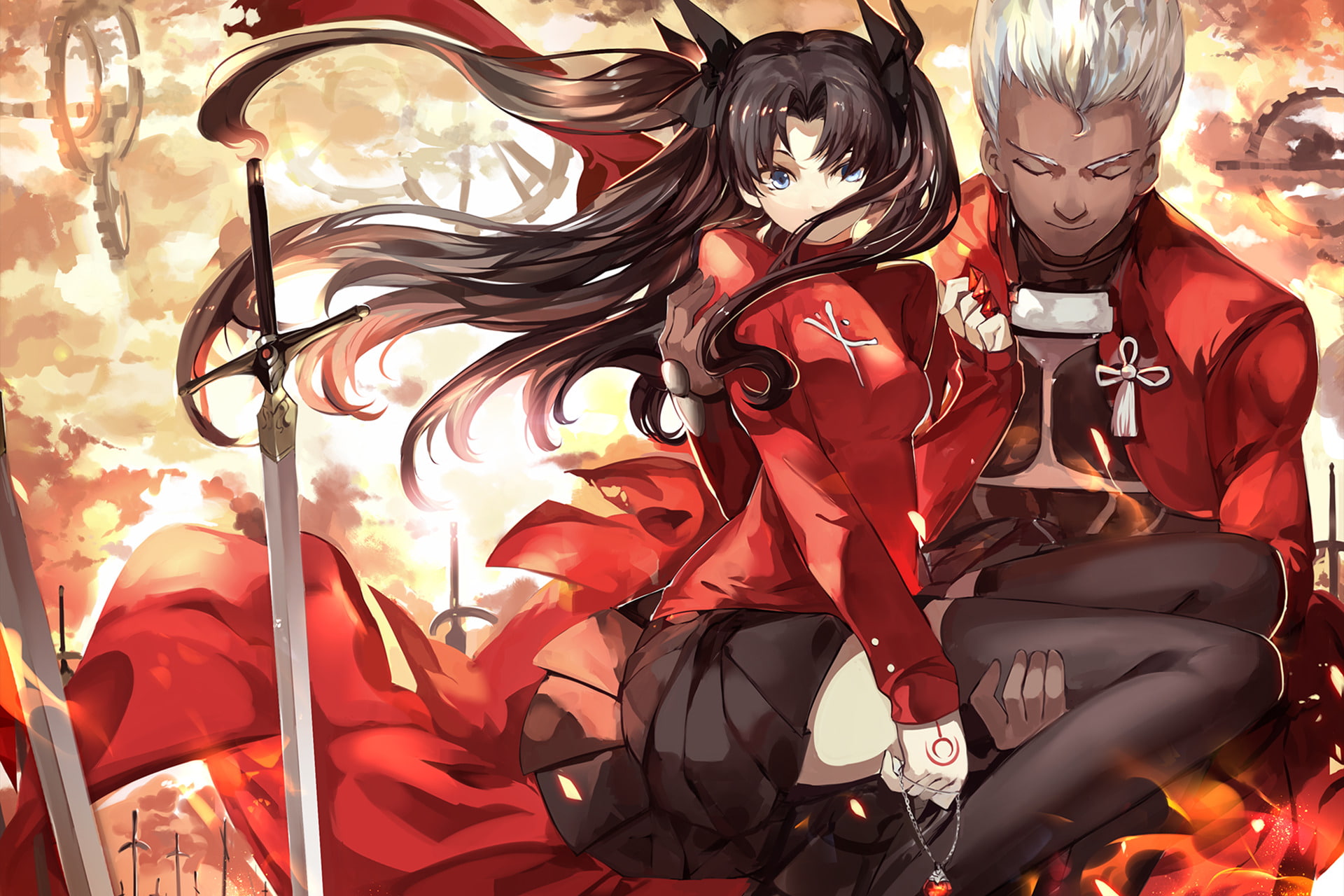 Fate/Stay Night, Archer (Fate/Stay Night), Fate Series, 1080P, Rin Tohsaka, HD Wallpaper