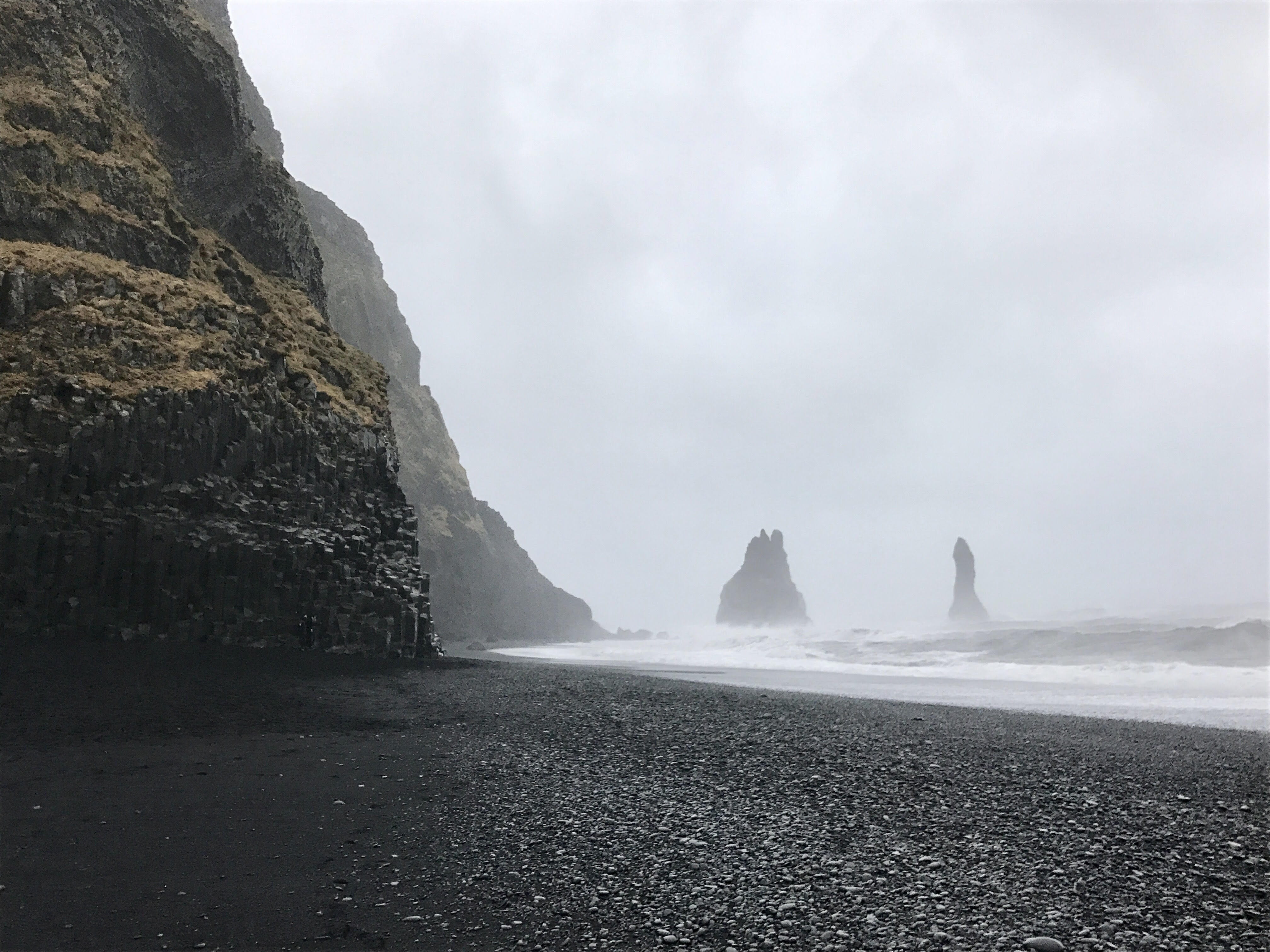 rock - Object, outdoors, storm, reynisdrangar, environment, rock, water, geology, vik, Icelandic, rock formation, non-urban scene, 4K, sky, scenics - nature, HD Wallpaper