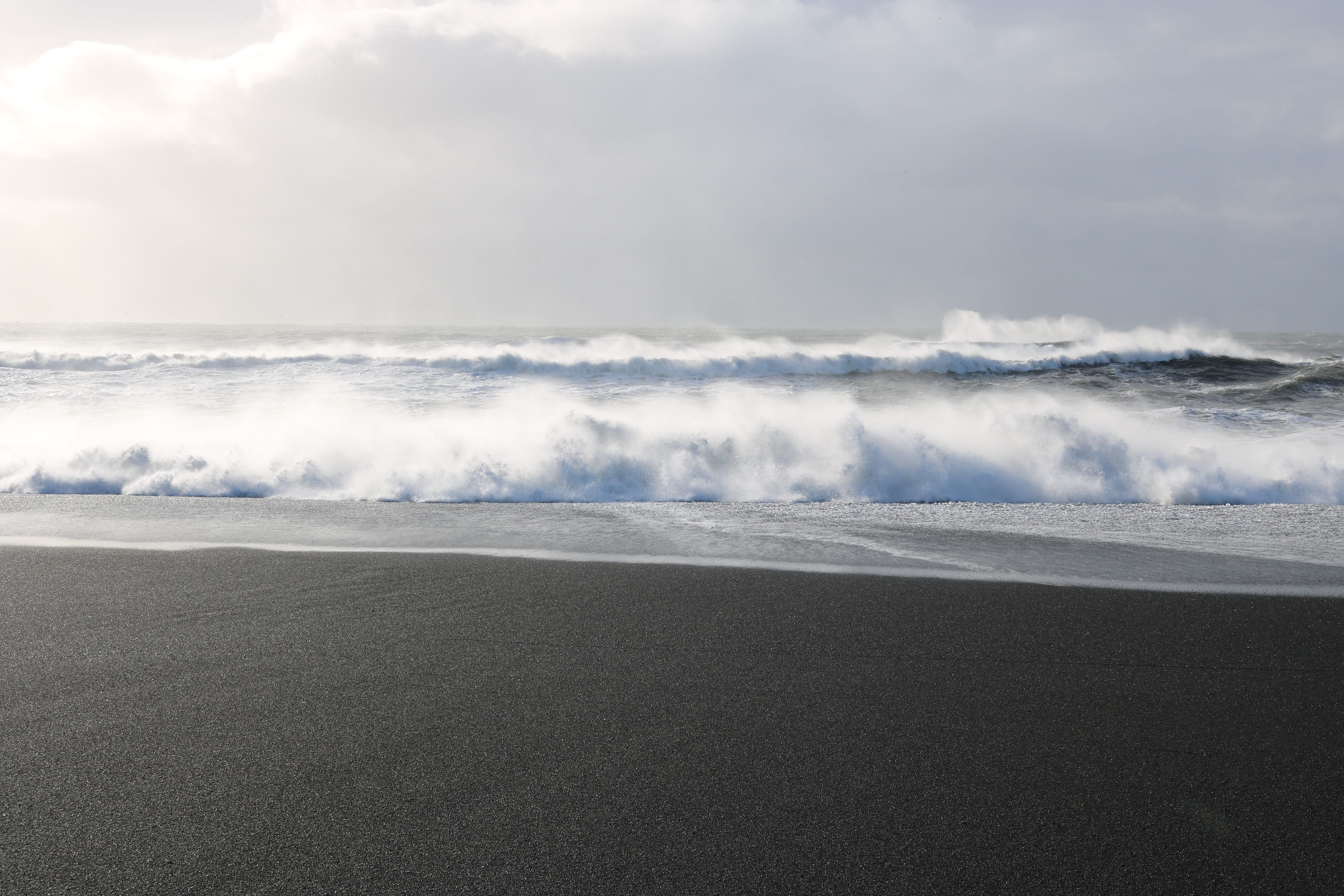 waves, day, beauty in nature, scenics - nature, scenery, no people, outdoors, tranquil scene, non-urban scene, motion, tranquility, idyllic, sand, black sand, HD Wallpaper