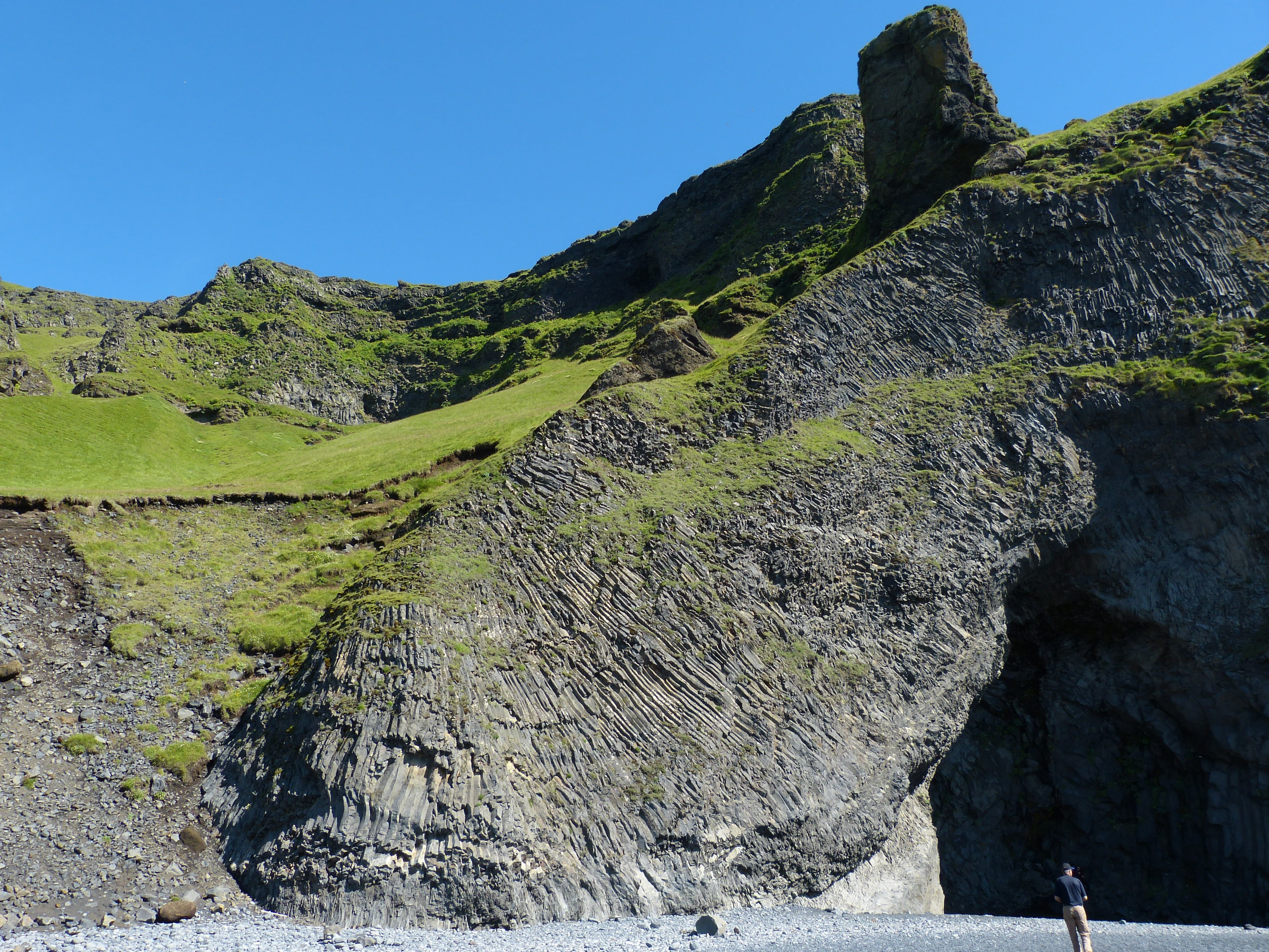 beauty in nature, 4K, mountain, landscape, cliff, land, rock, mountain range, iceland, rock - object, clear sky, tranquil scene, tranquility, geology, HD Wallpaper