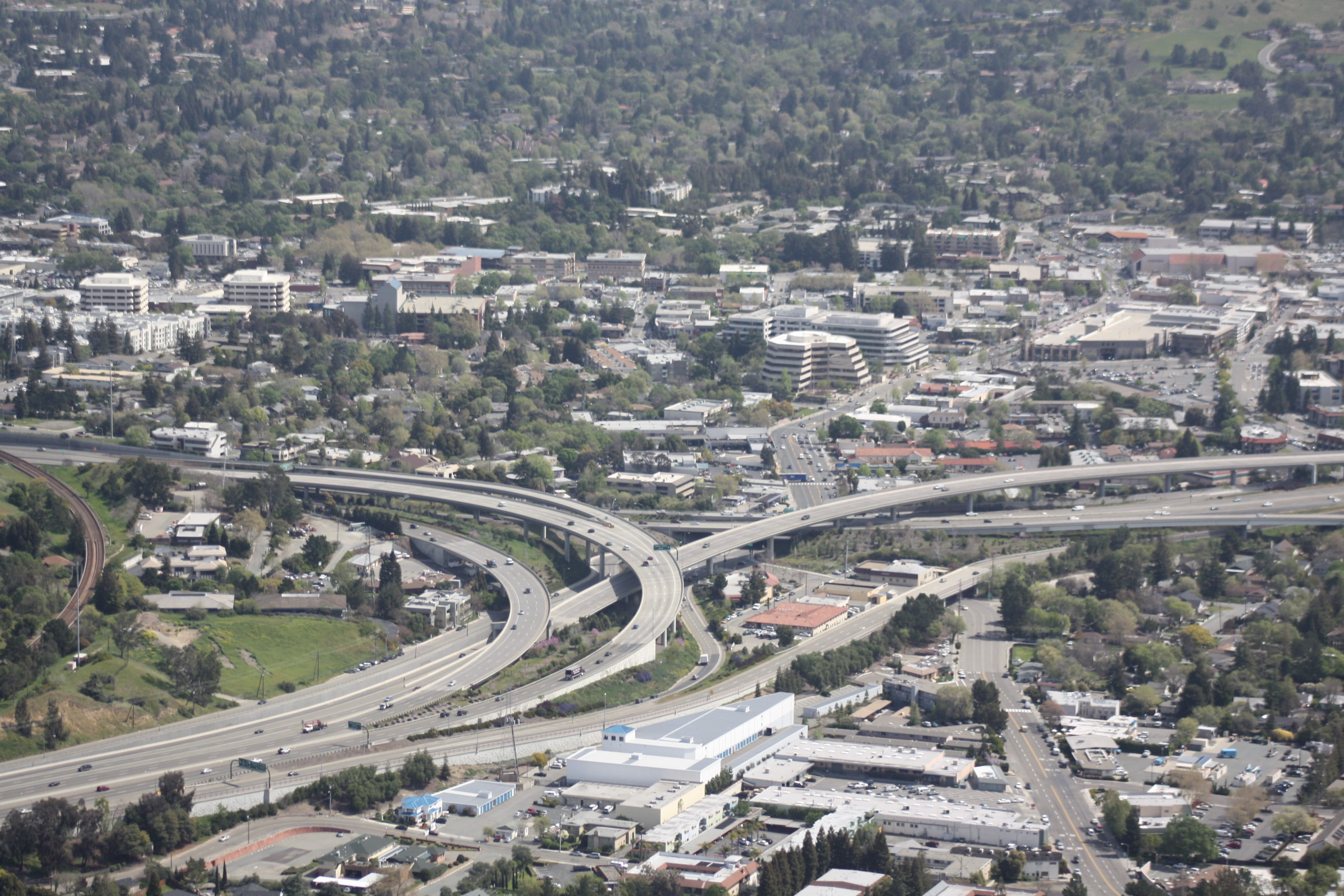 metropolitan, view, built structure, aerial view, elevated road, transportation, no people, high angle view, 4K, city, building, multiple lane highway, HD Wallpaper